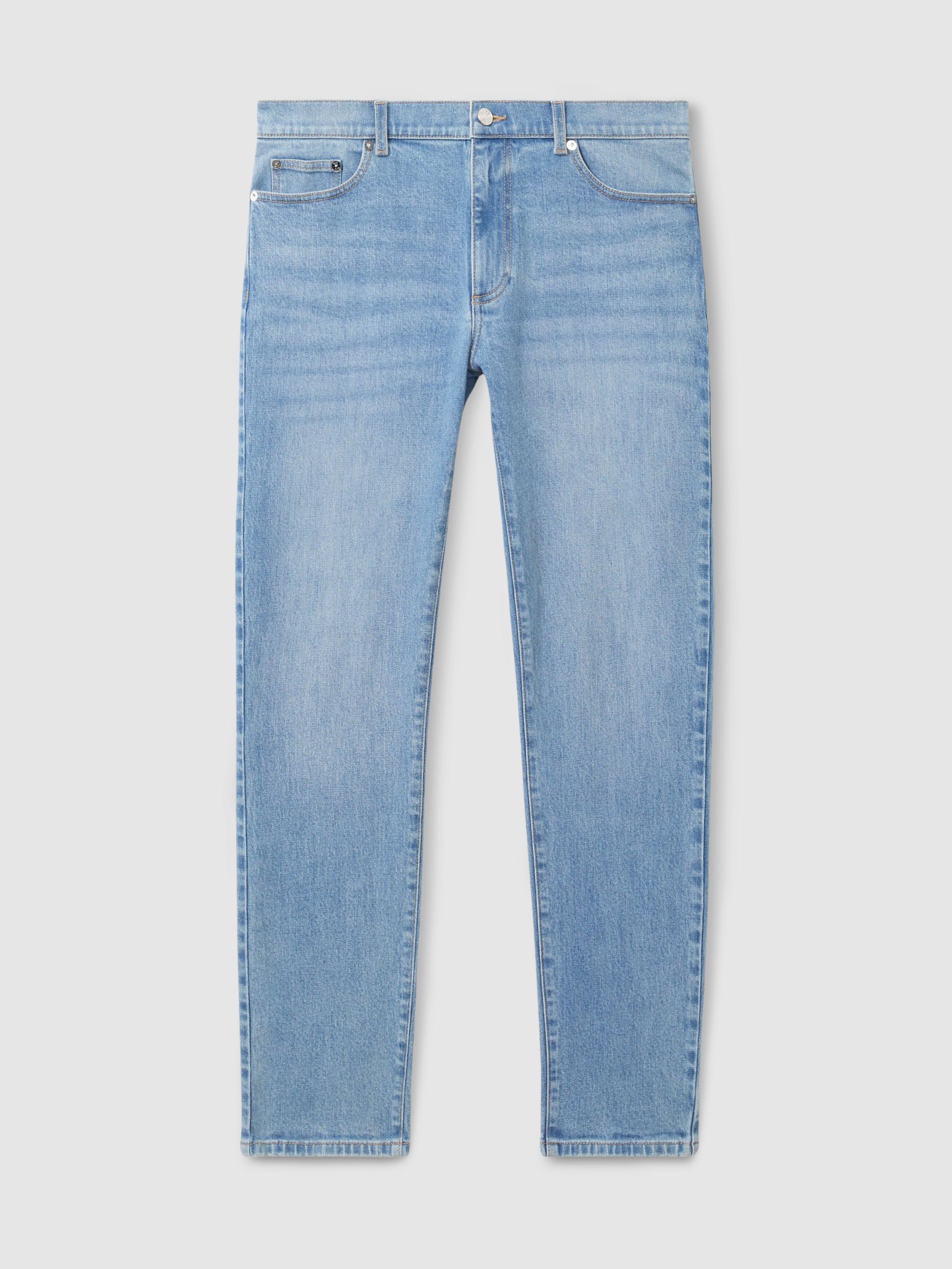 Cotton-Stretch Slim-Fit Jeans in Light Blue Wash