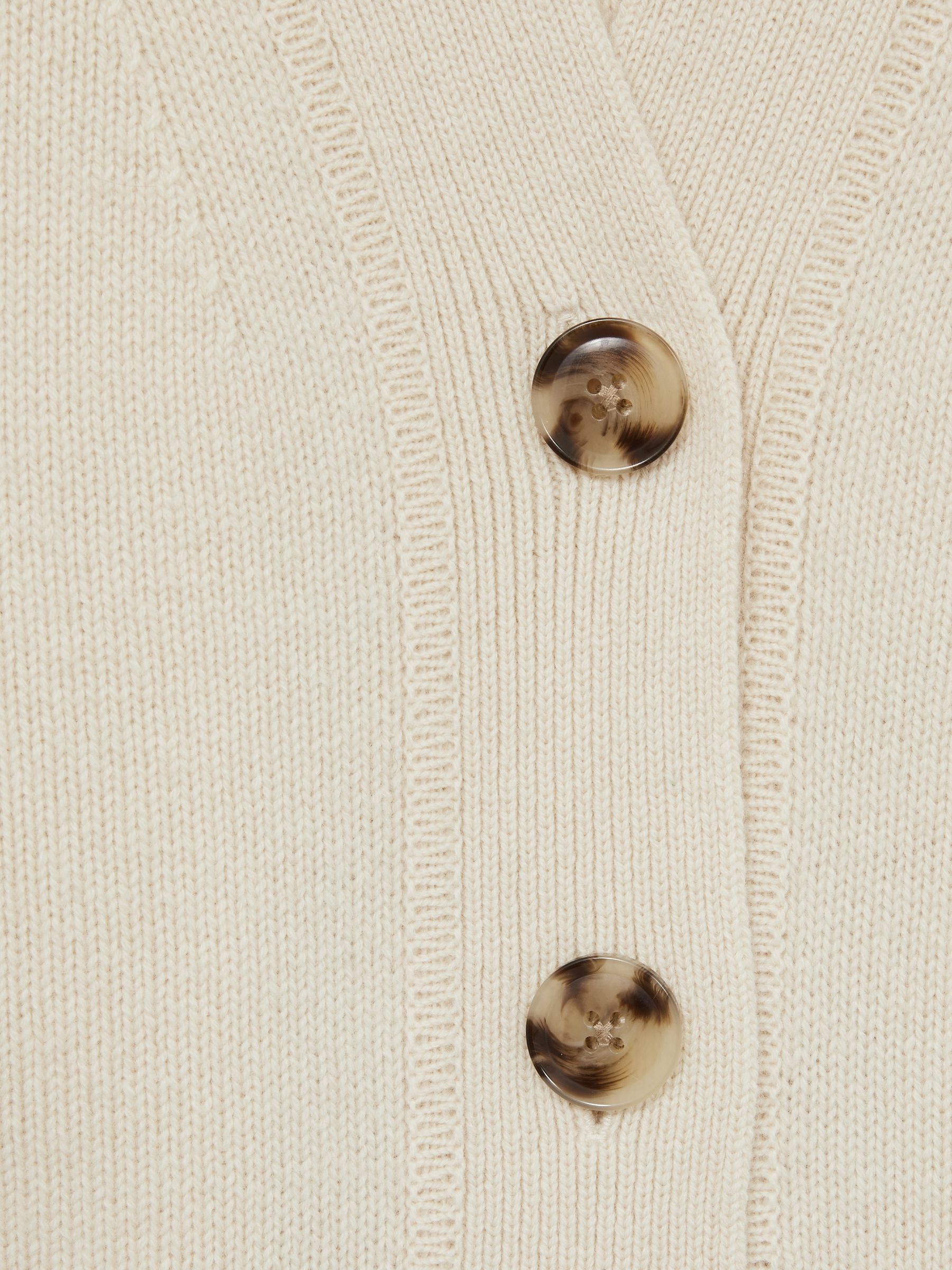 Wool-Cashmere Cropped Cardigan in Cream