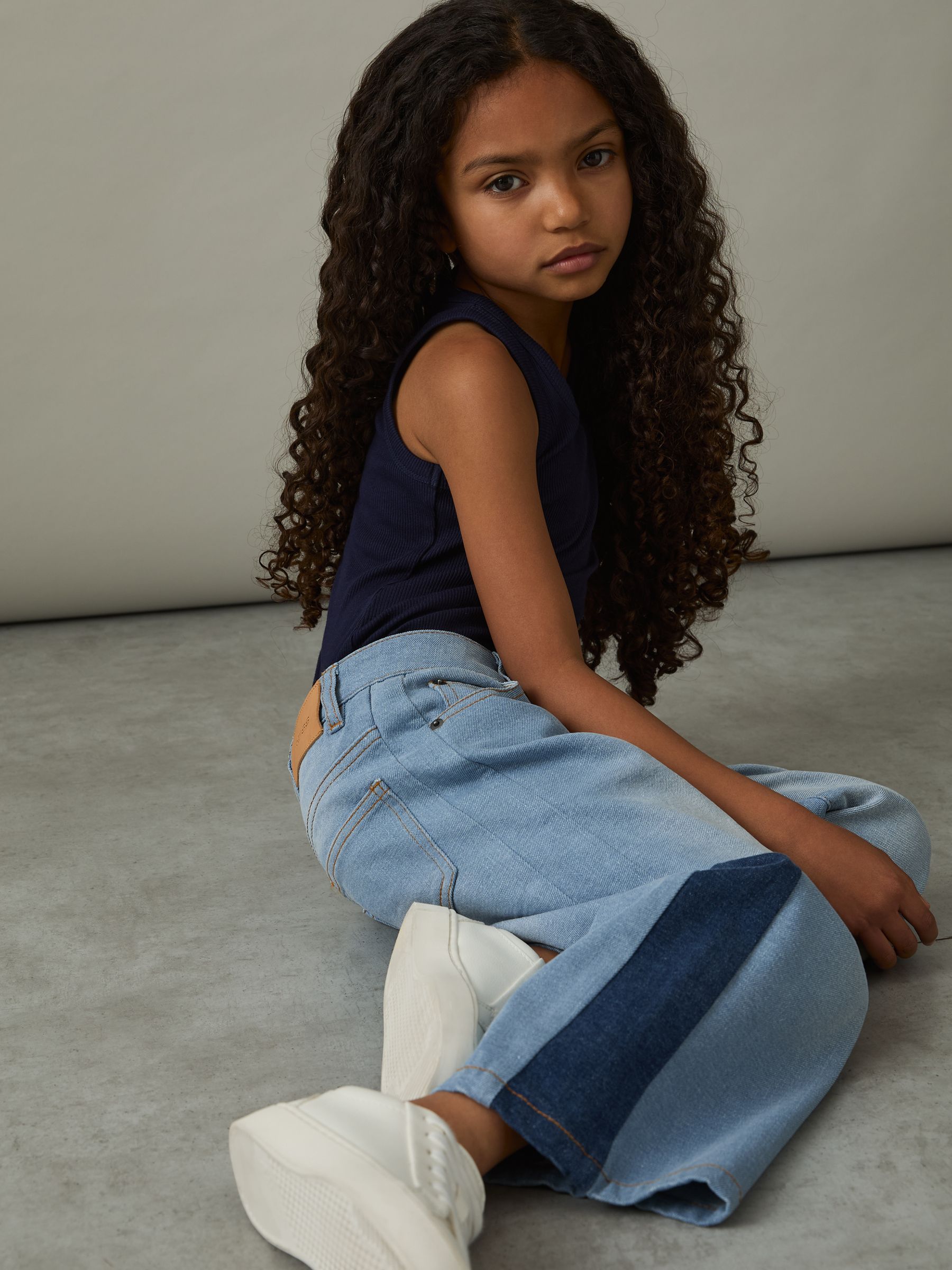 9-13 yrs Patchwork Denim Jeans Two-Tone in Blue
