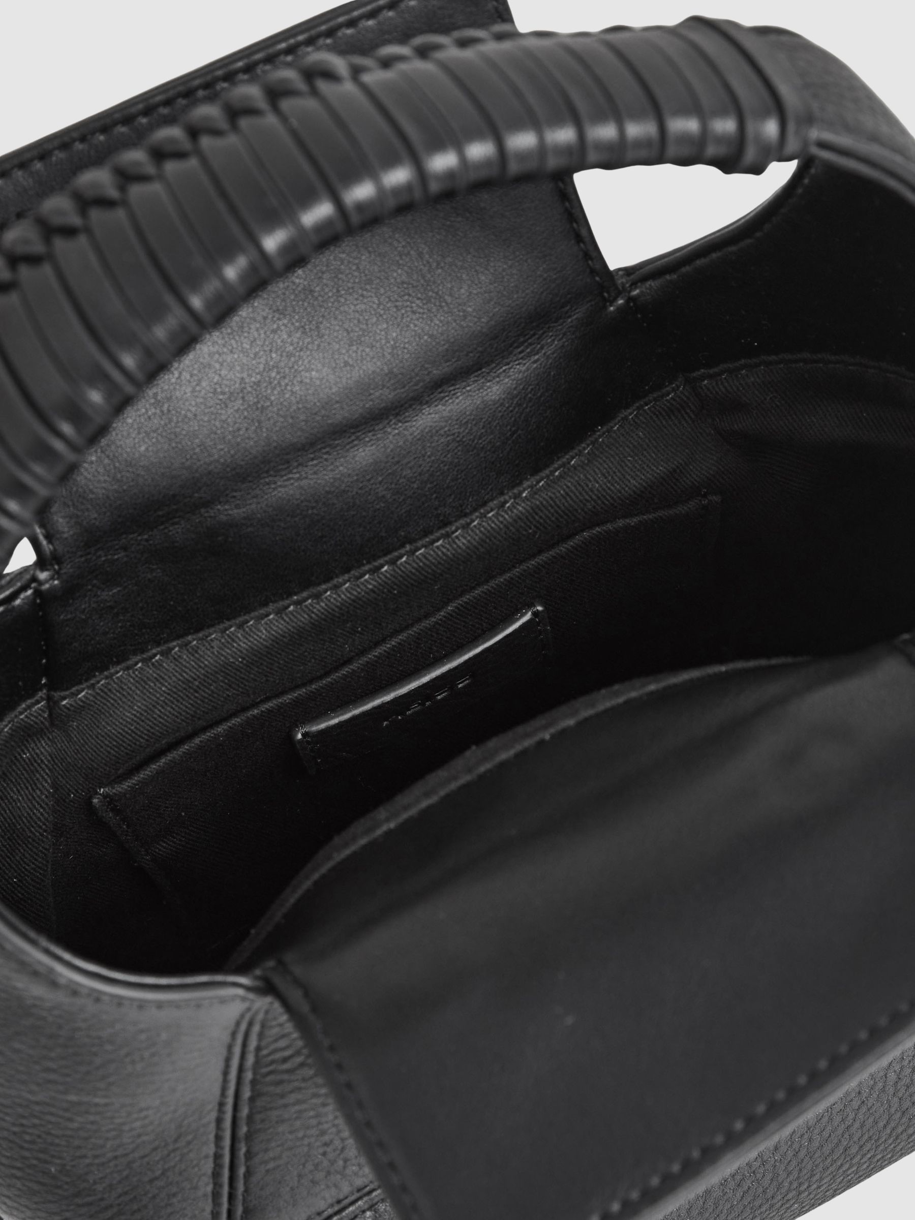 Grained-Leather Crossbody Bag in Black