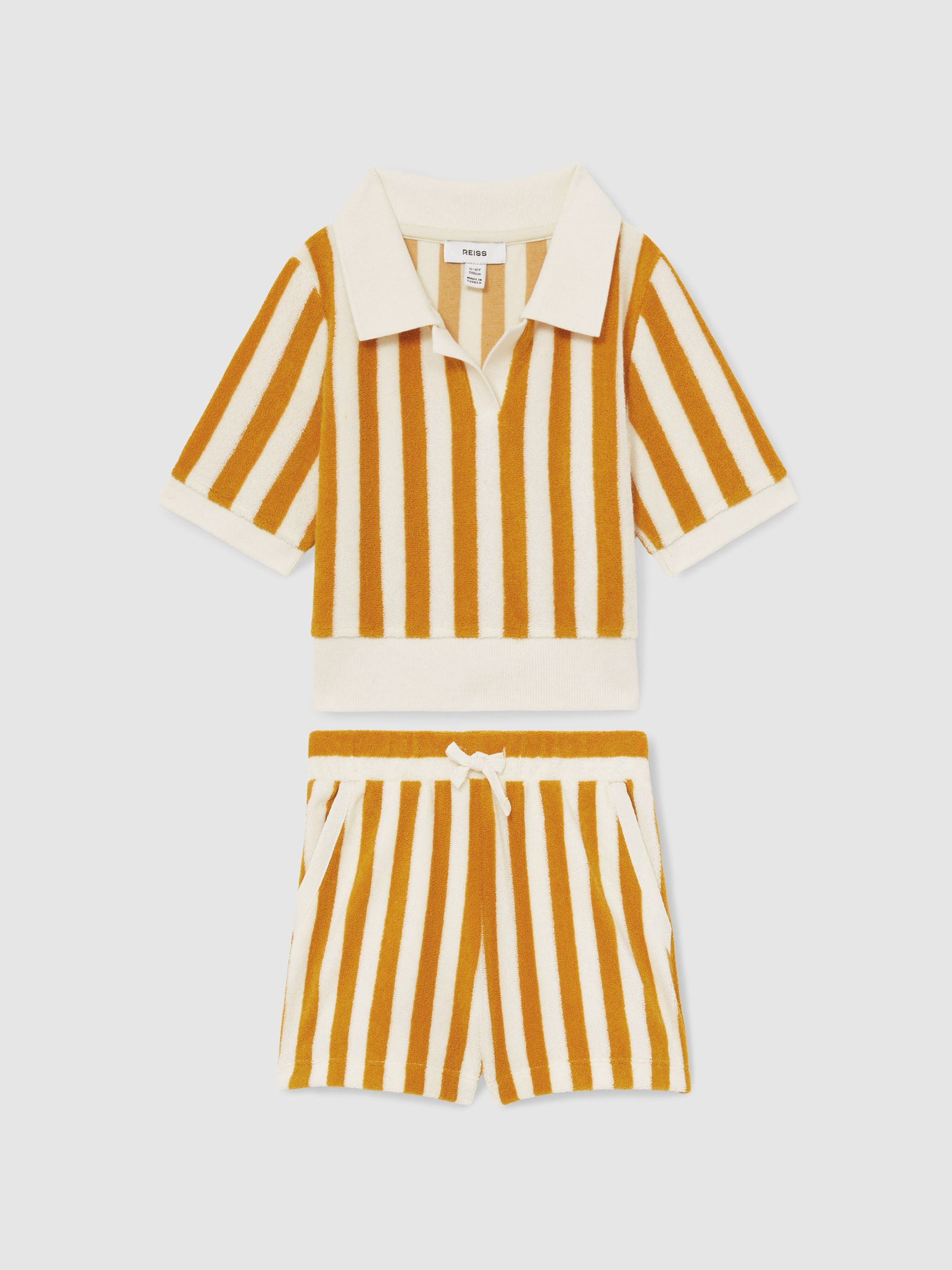 4-9 yrs Towelling Stripe Shorts Set in Yellow