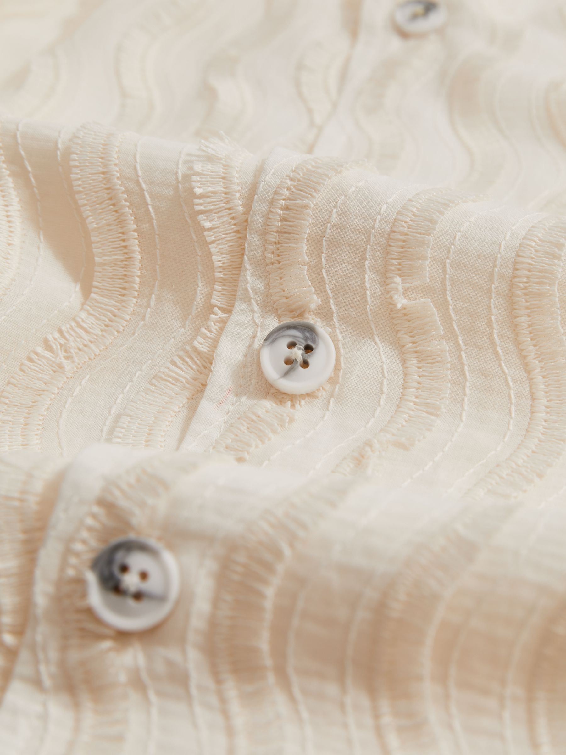 Reiss | Ché Fringed-Wave Shirt in Off White