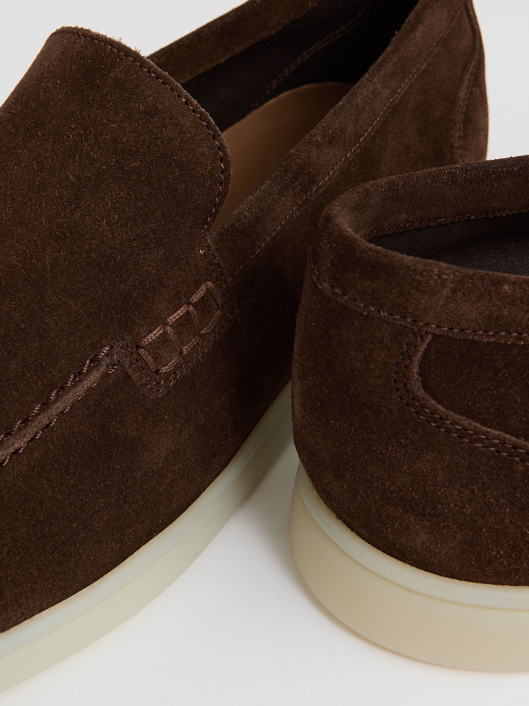 Suede Slip-On Loafers in Brown