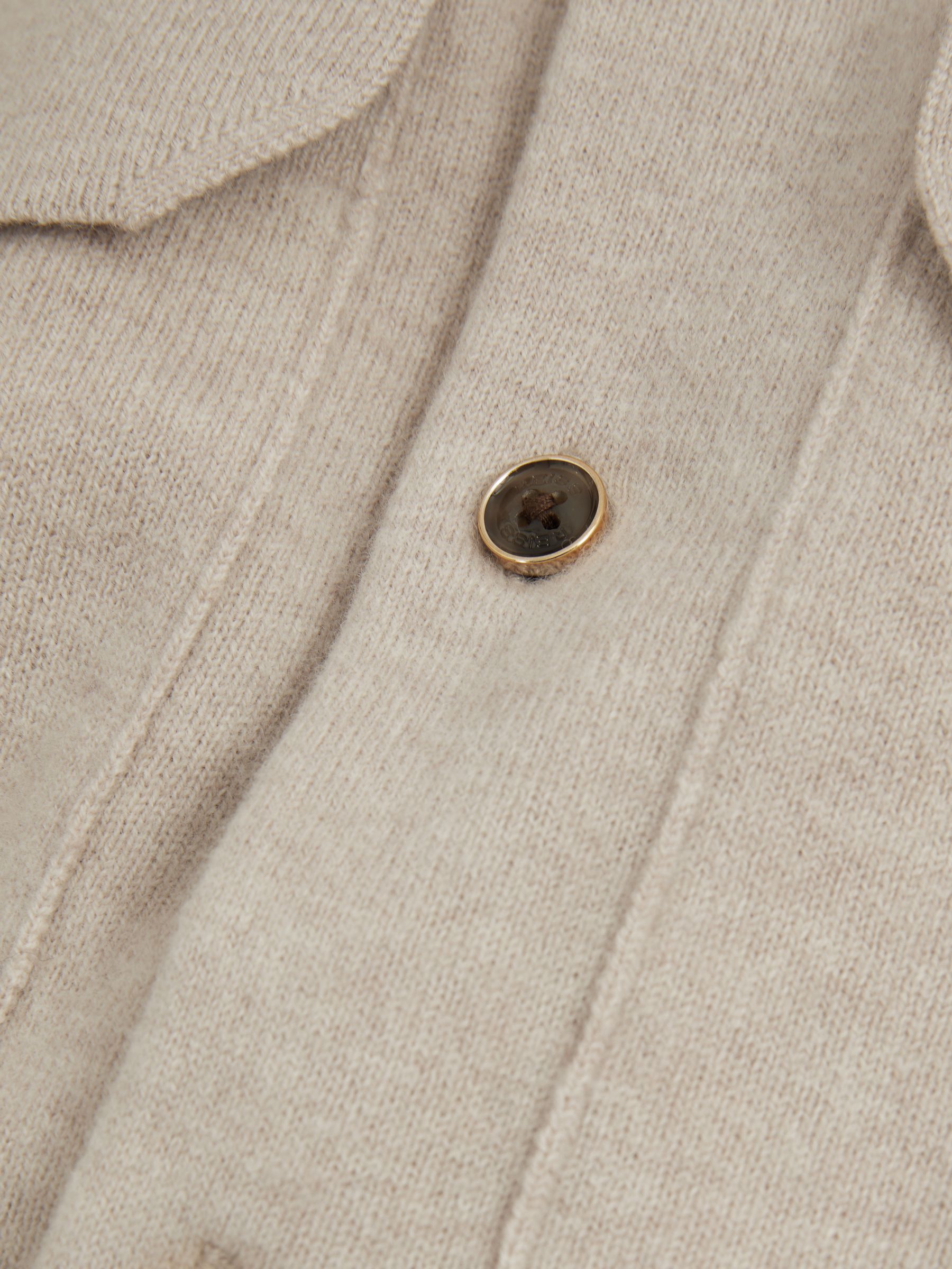 Merino Wool Button-Front Cardigan in Oatmeal