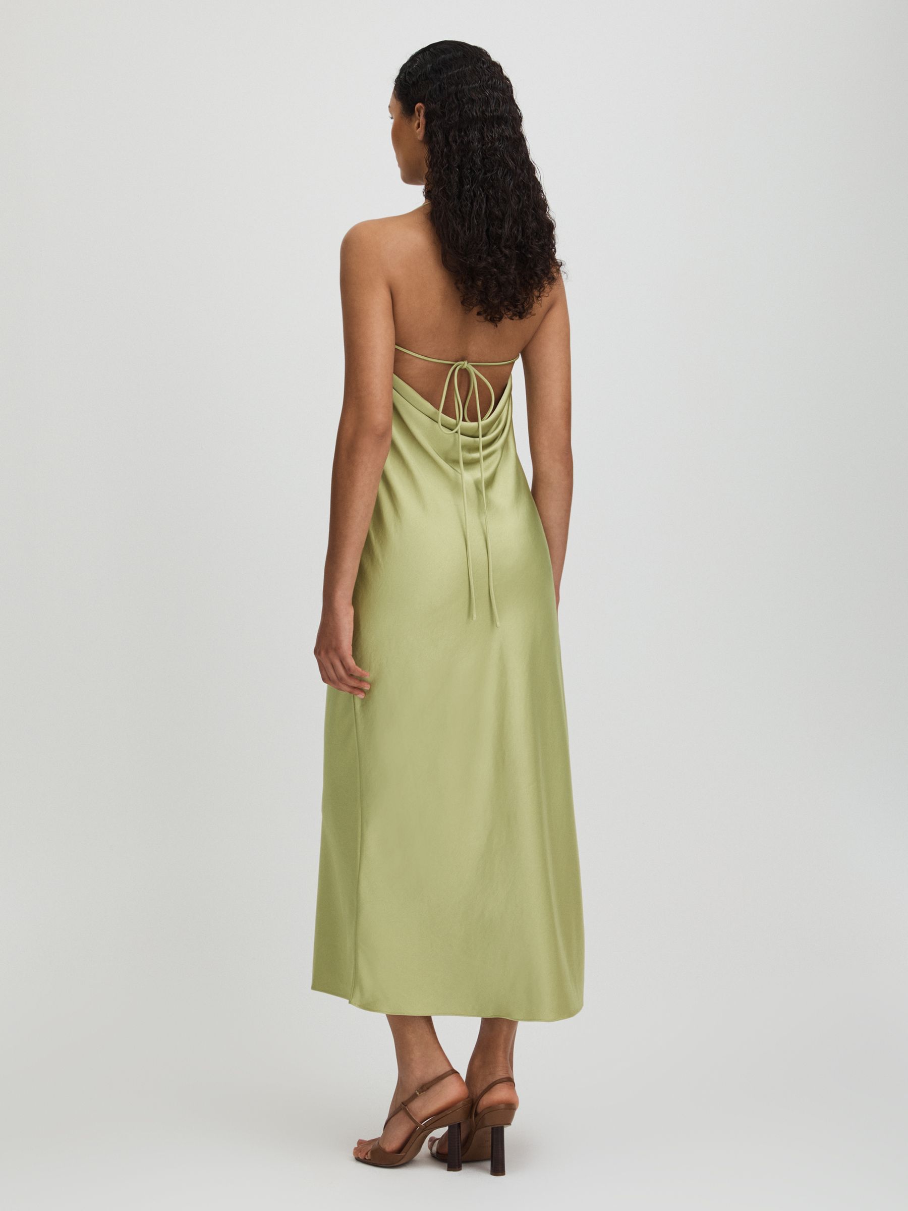 Significant Other Satin Cowl Neck Midi Dress in Sage