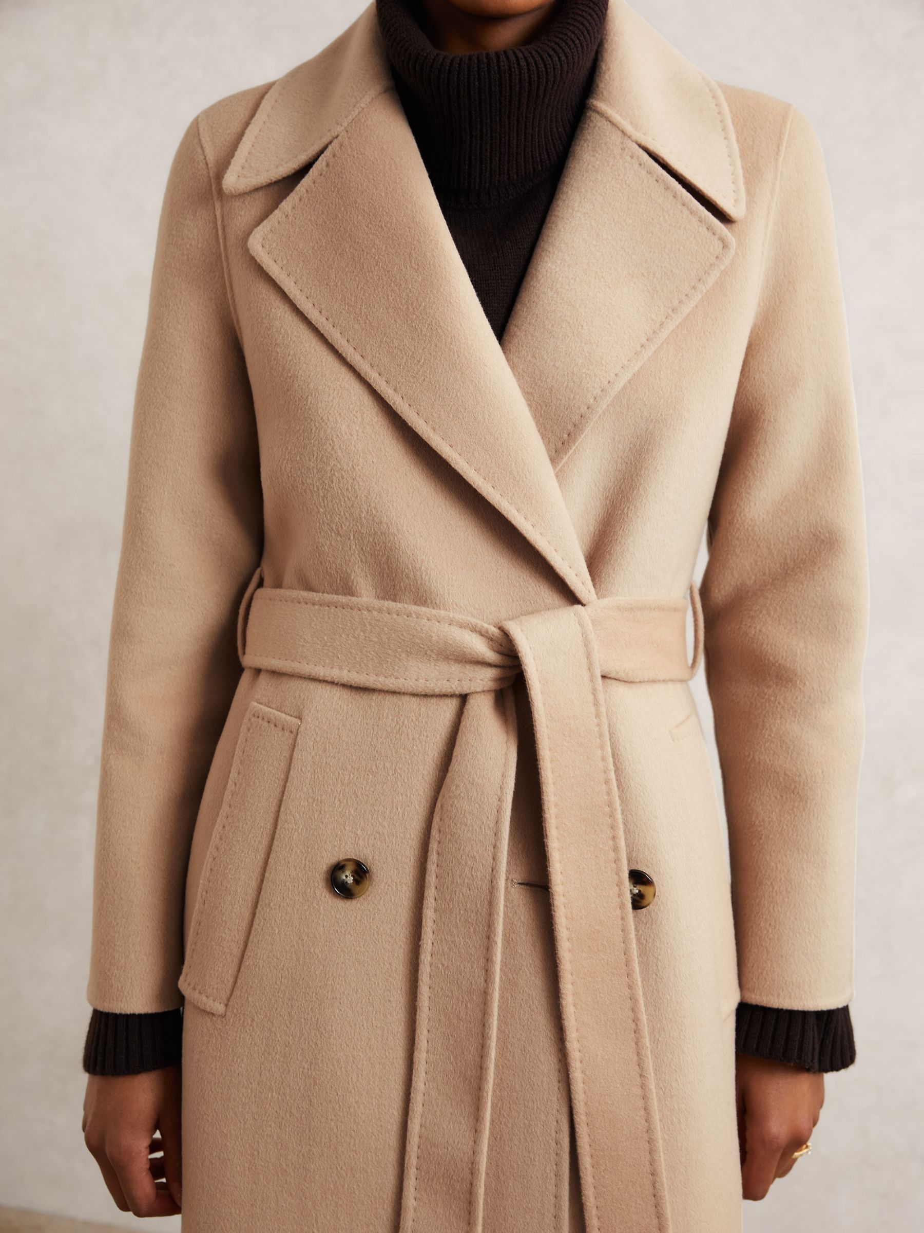 Double-Breasted Blindseam Coat Wool-Blend in Neutral