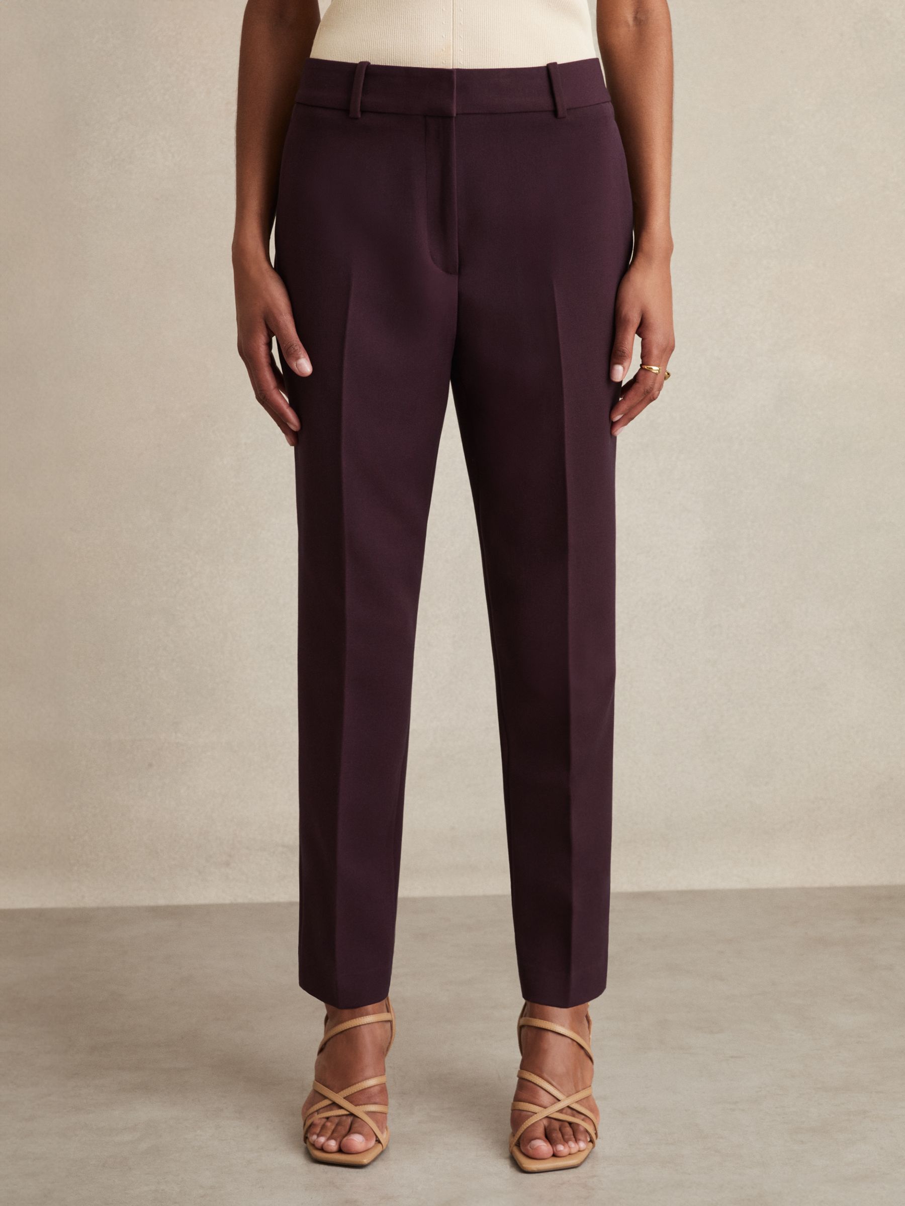 Slim Fit Suit Trousers in Berry