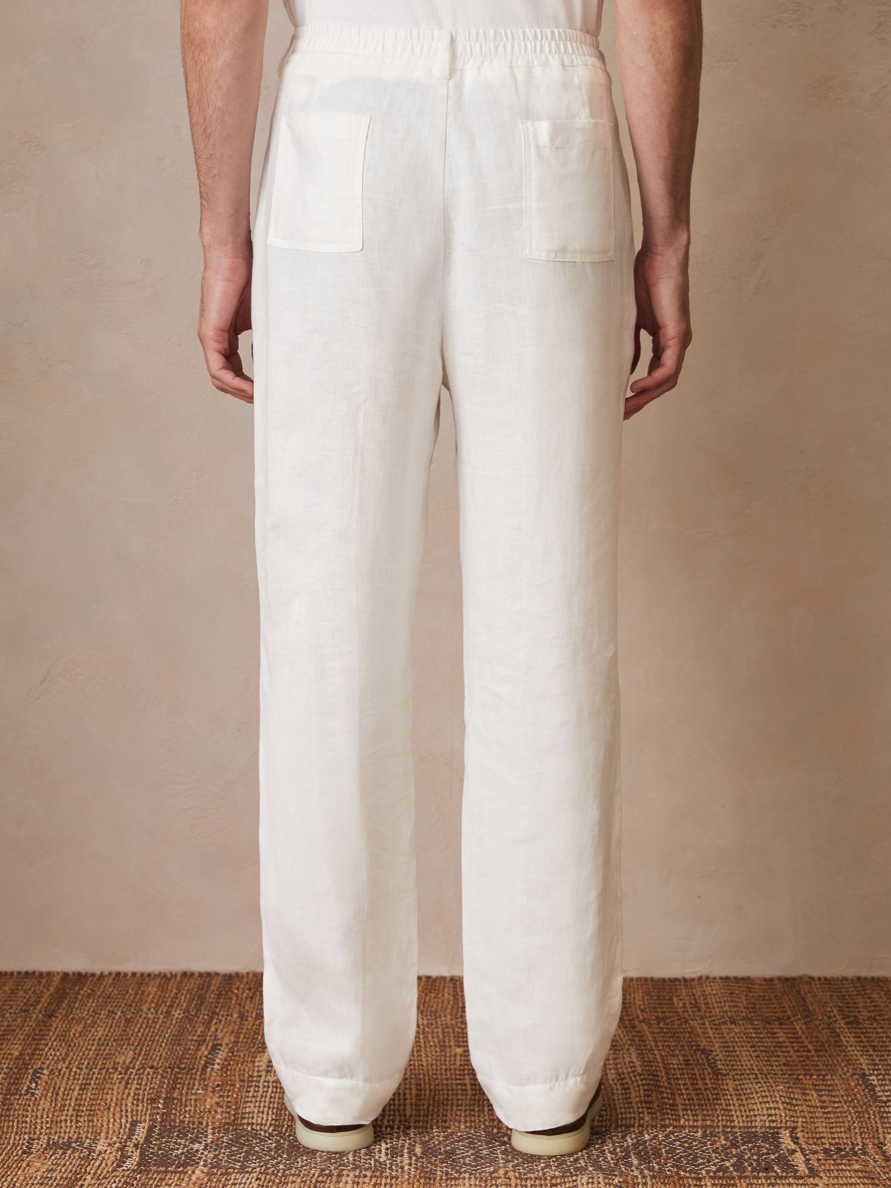 Reiss | Ché Linen Wide-Leg Trousers in White