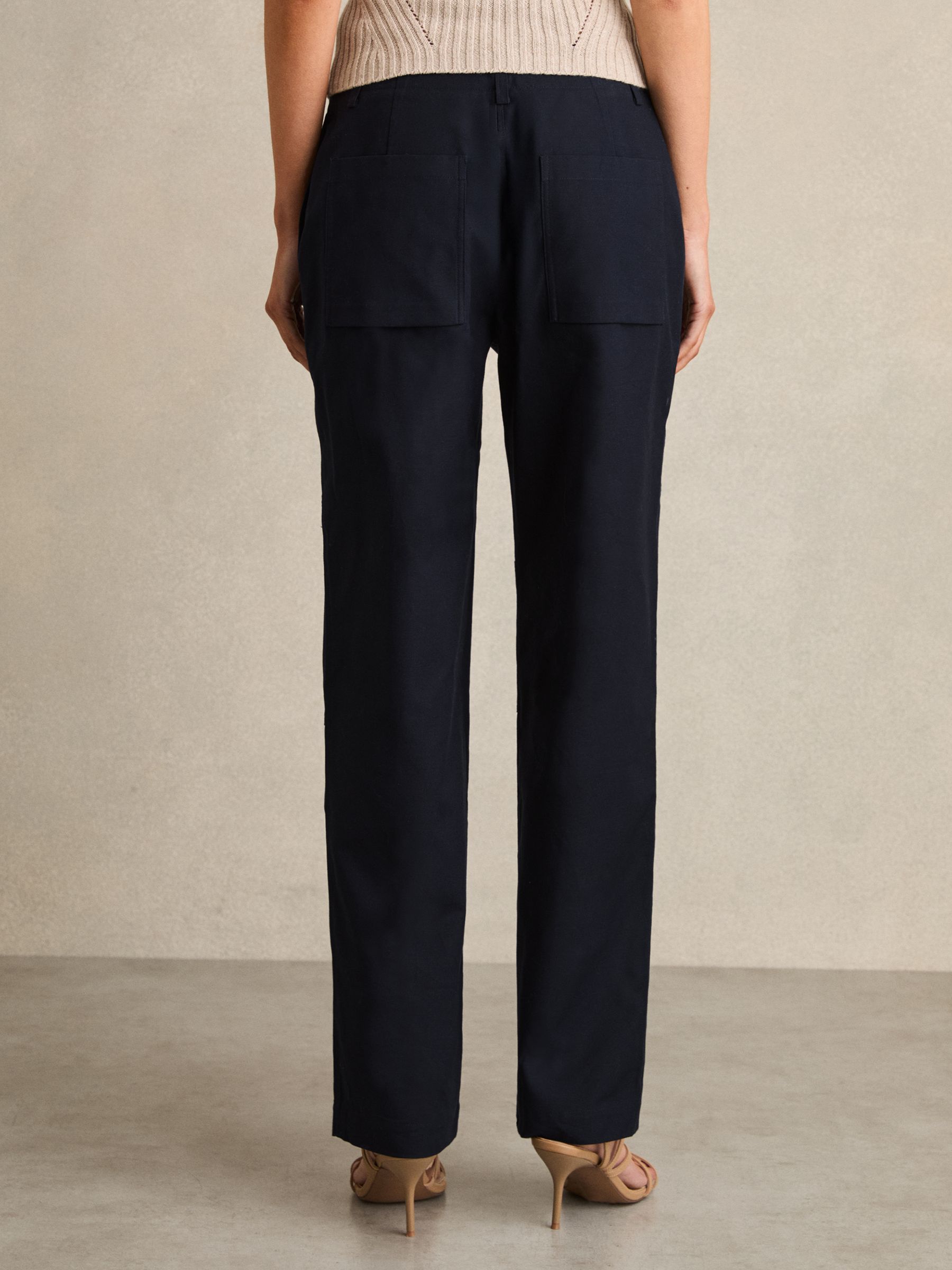 Lace-up Tapered Trousers in Navy