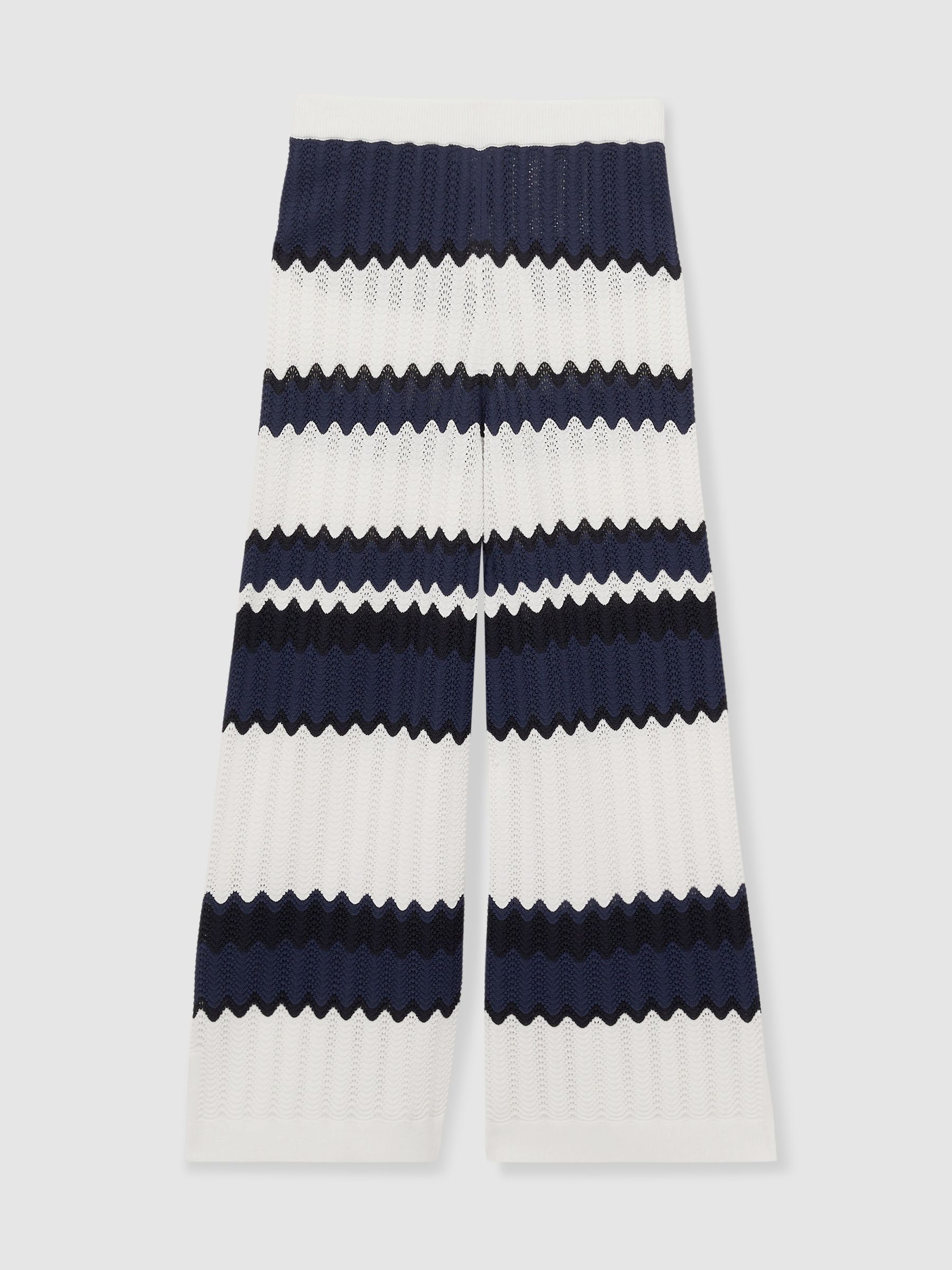 13-14 yrs Zig-Zag Pointelle-Knit Trousers in Navy