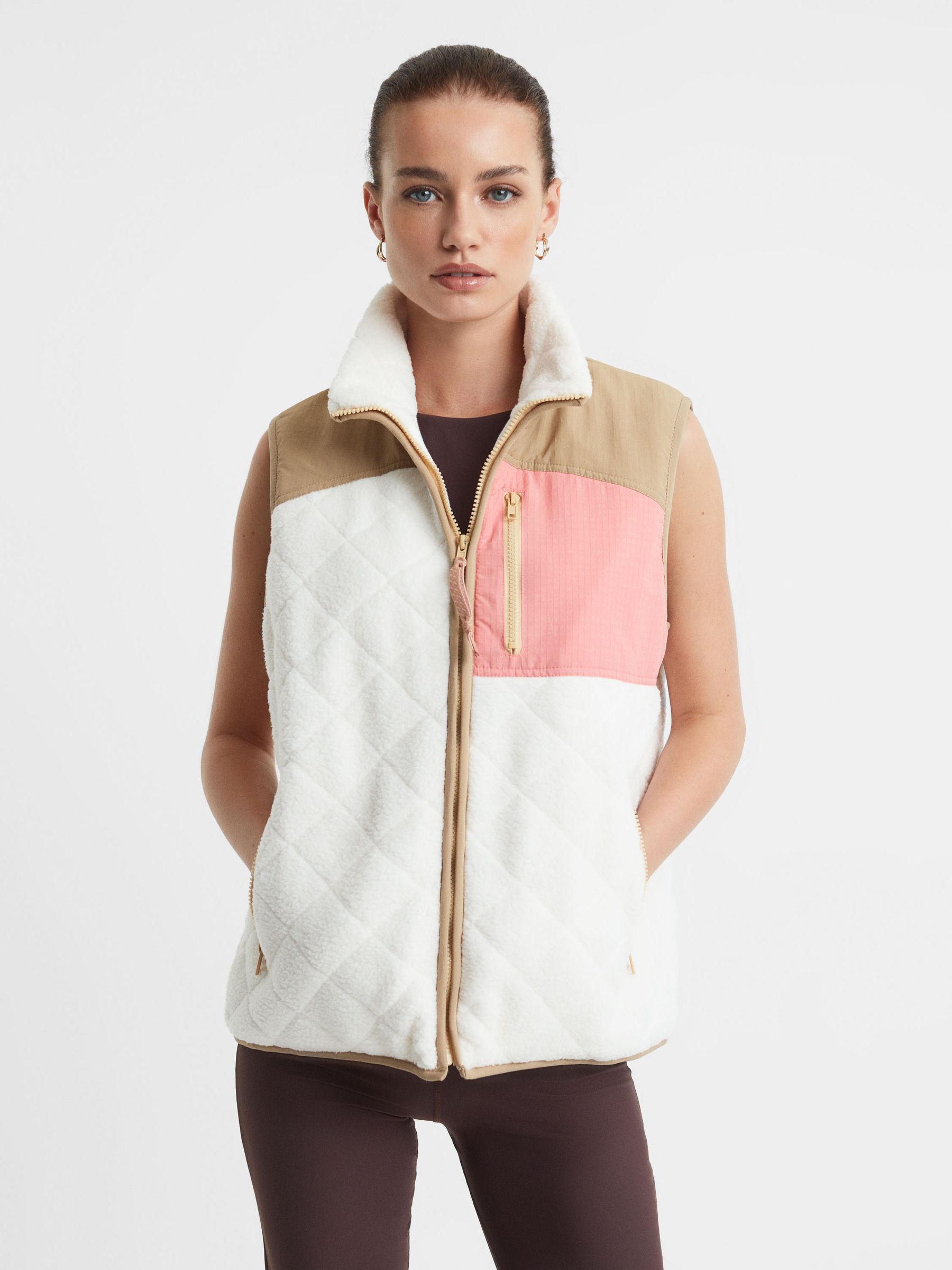 The Upside Quilted Patchwork Gilet in Natural