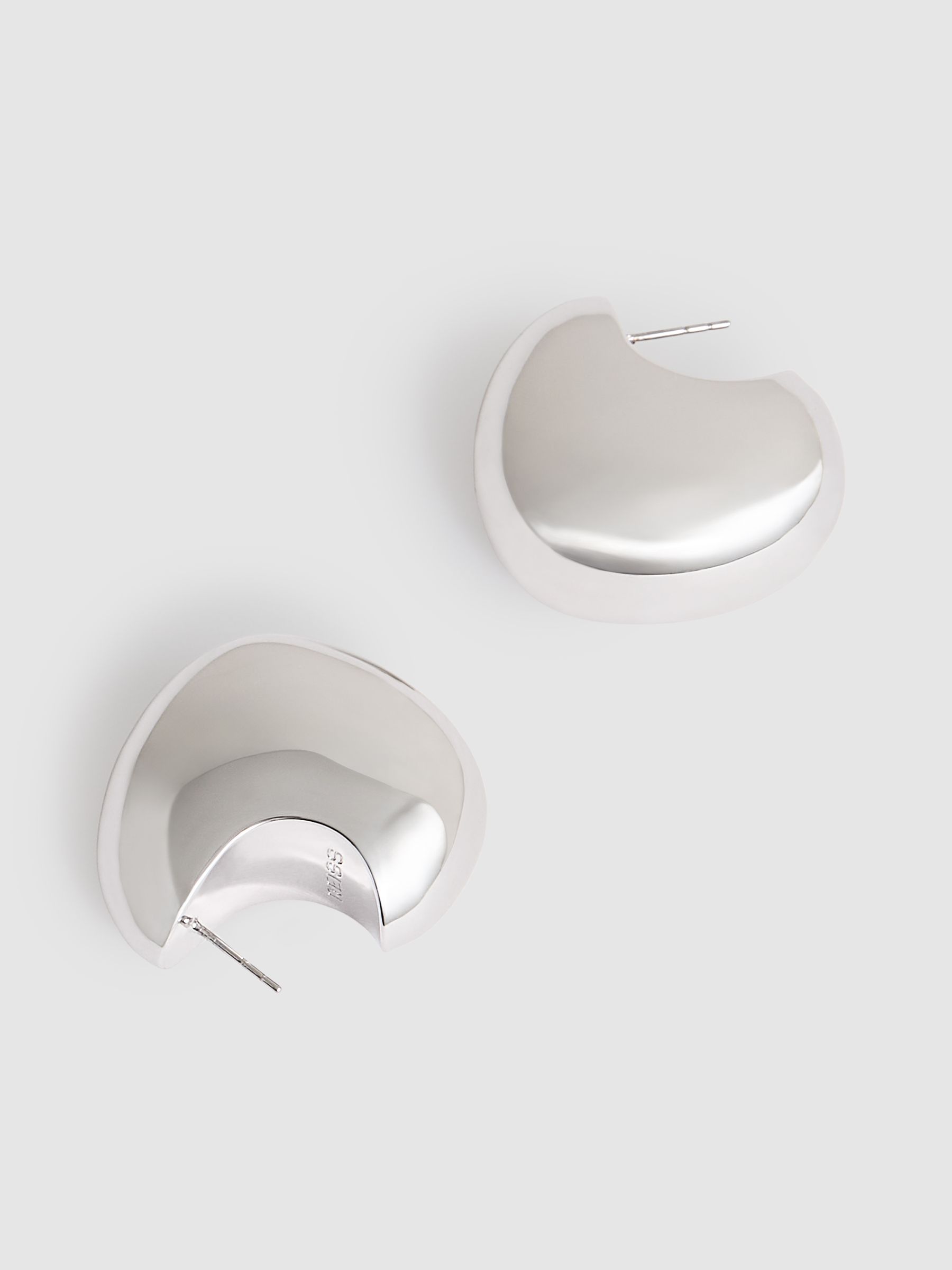 Curve Scoop Earrings in Silver Tone