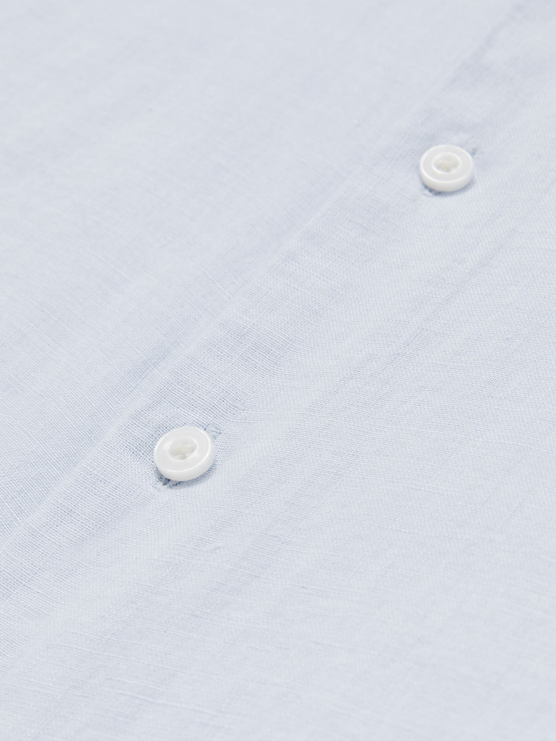 Slim Fit Linen Button-Through Shirt in Pale Blue
