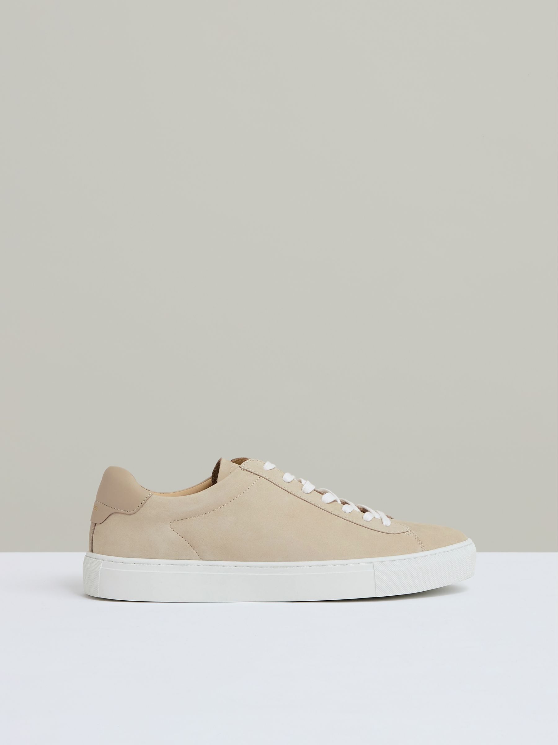 Nubuck Leather Low-Top Trainers in Ecru