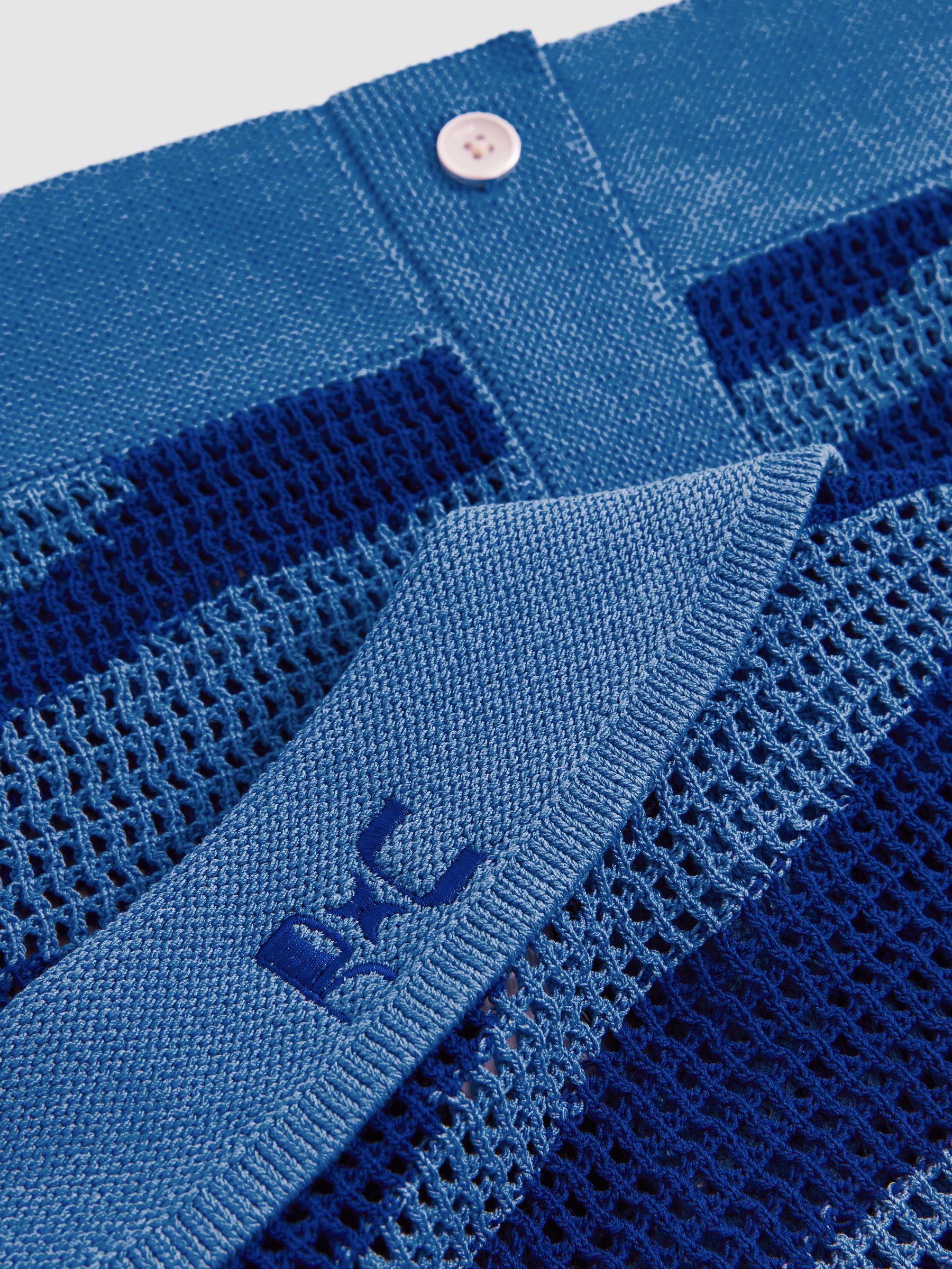 Reiss | Ché Wave Crochet Shirt in Blue