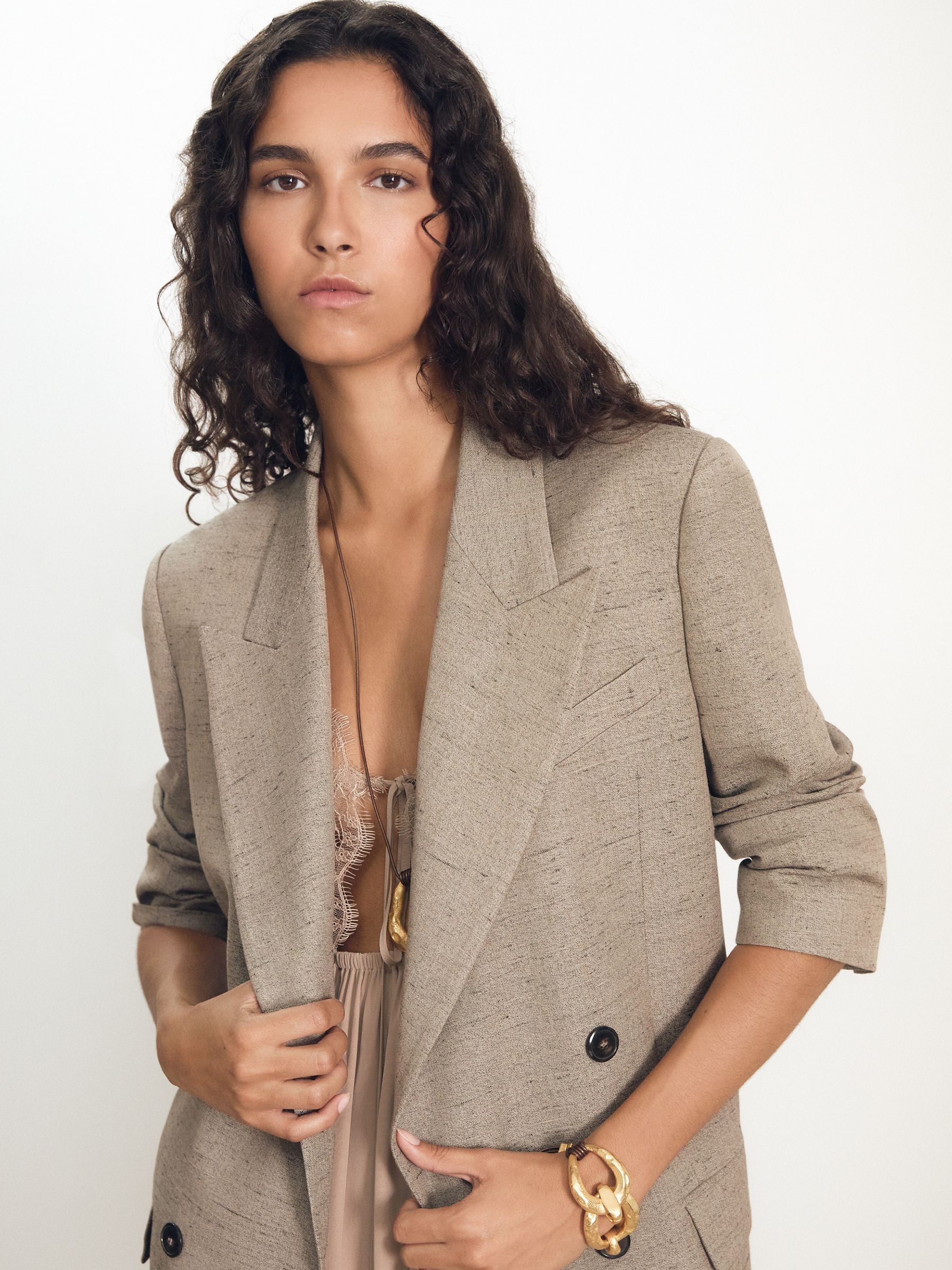 Atelier Silk Lace-Trim Babydoll Dress in Taupe