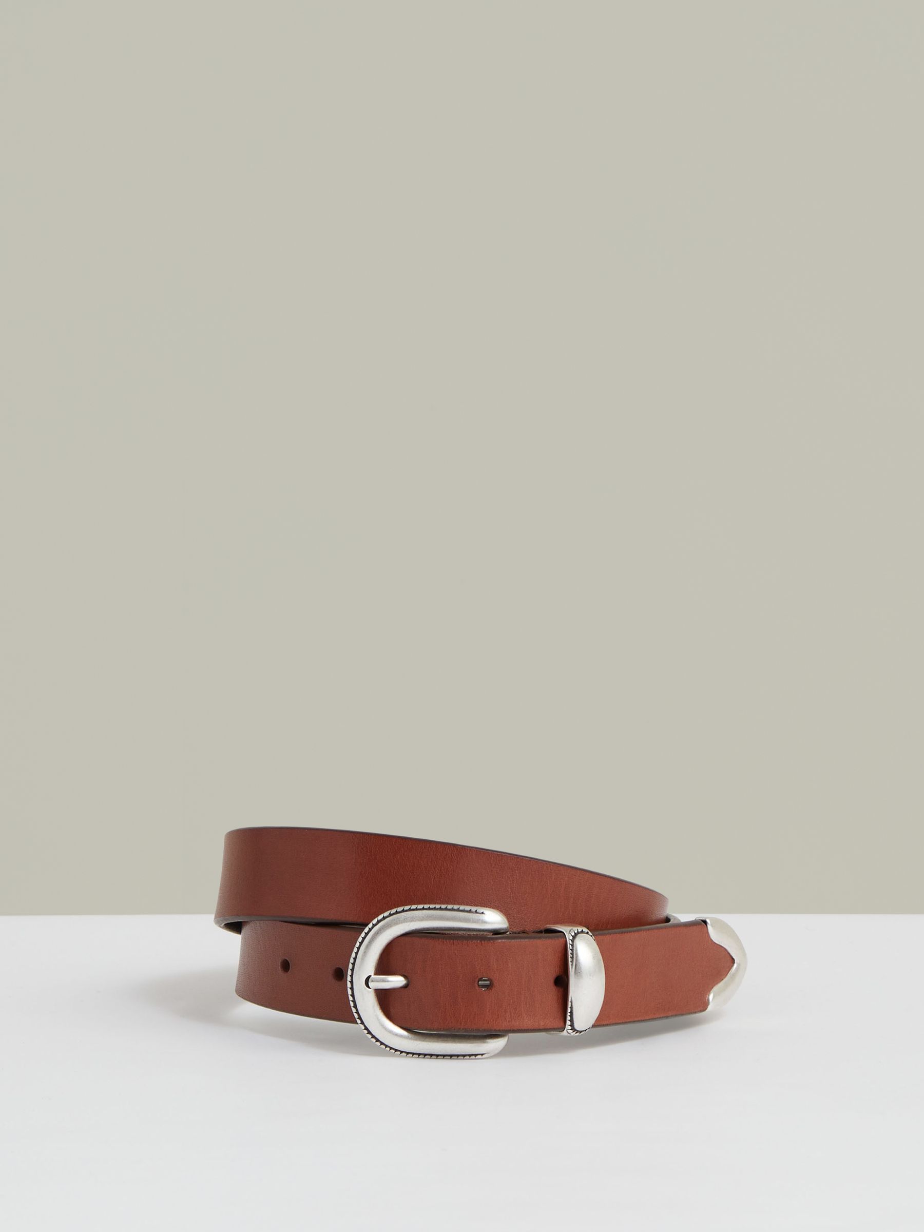 Leather Western Belt in Tan Brown