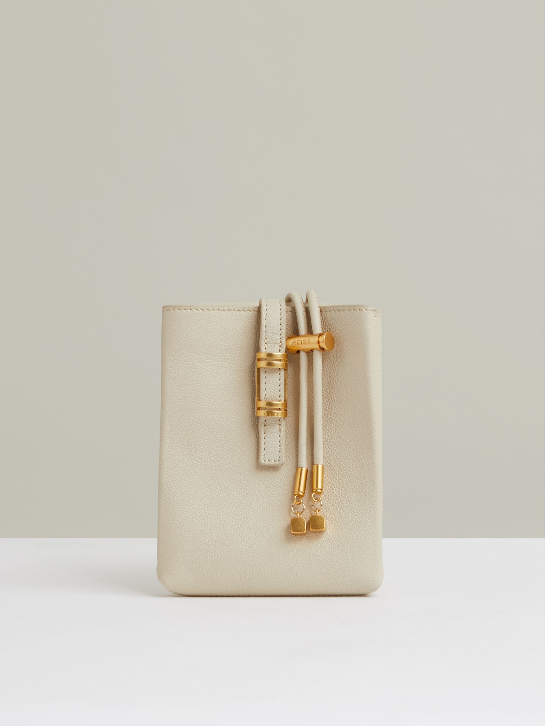 Leather Phone Holder in Off White