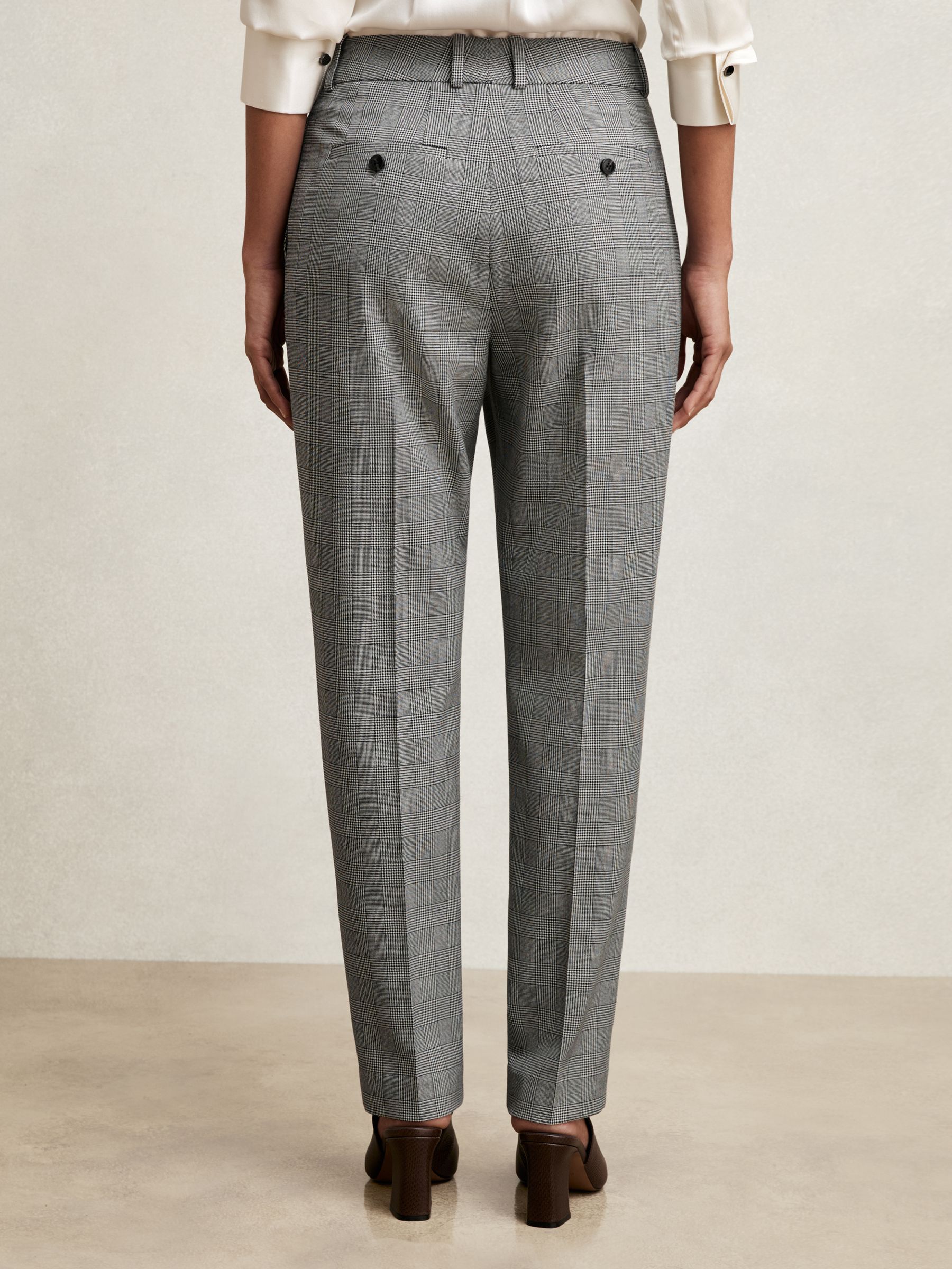 Petite Check Slim-Fit Suit Trousers in Grey