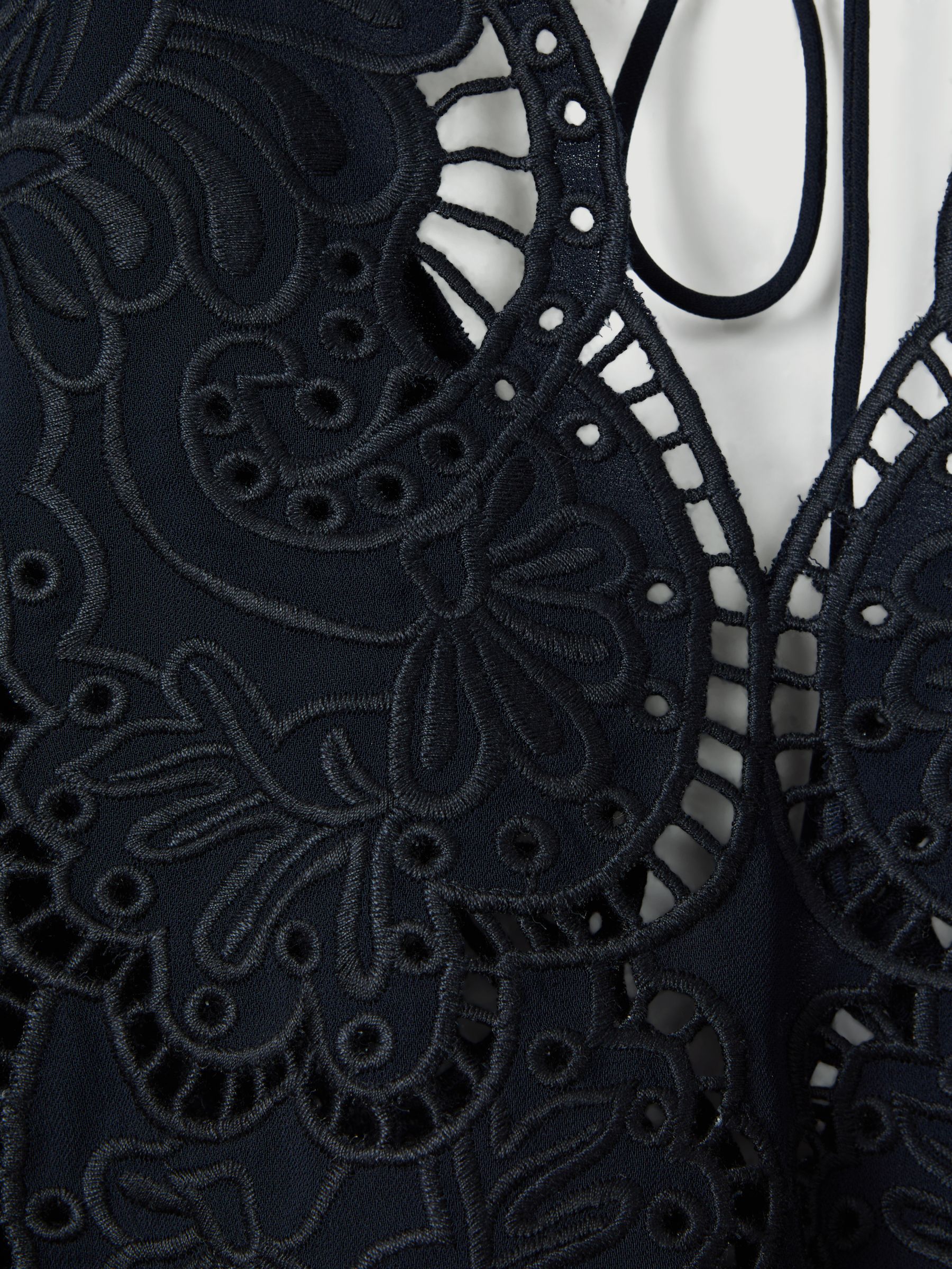 Lace Cut-Out Blouse in Navy