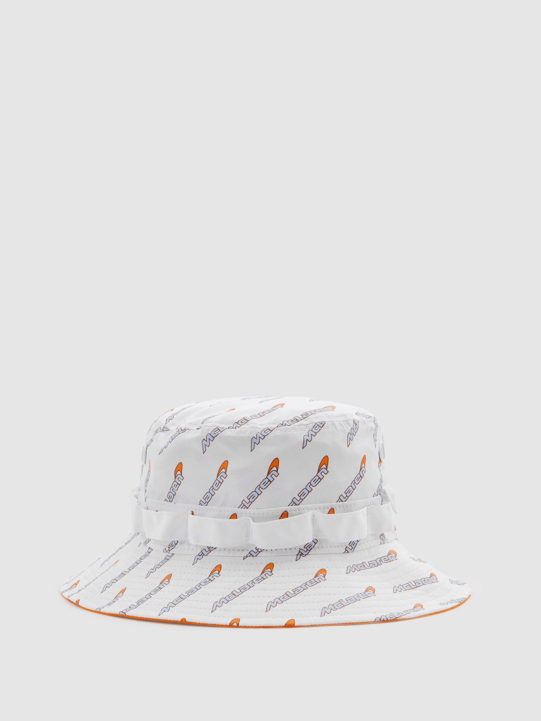 McLaren F1 Printed Bucket Hat in White