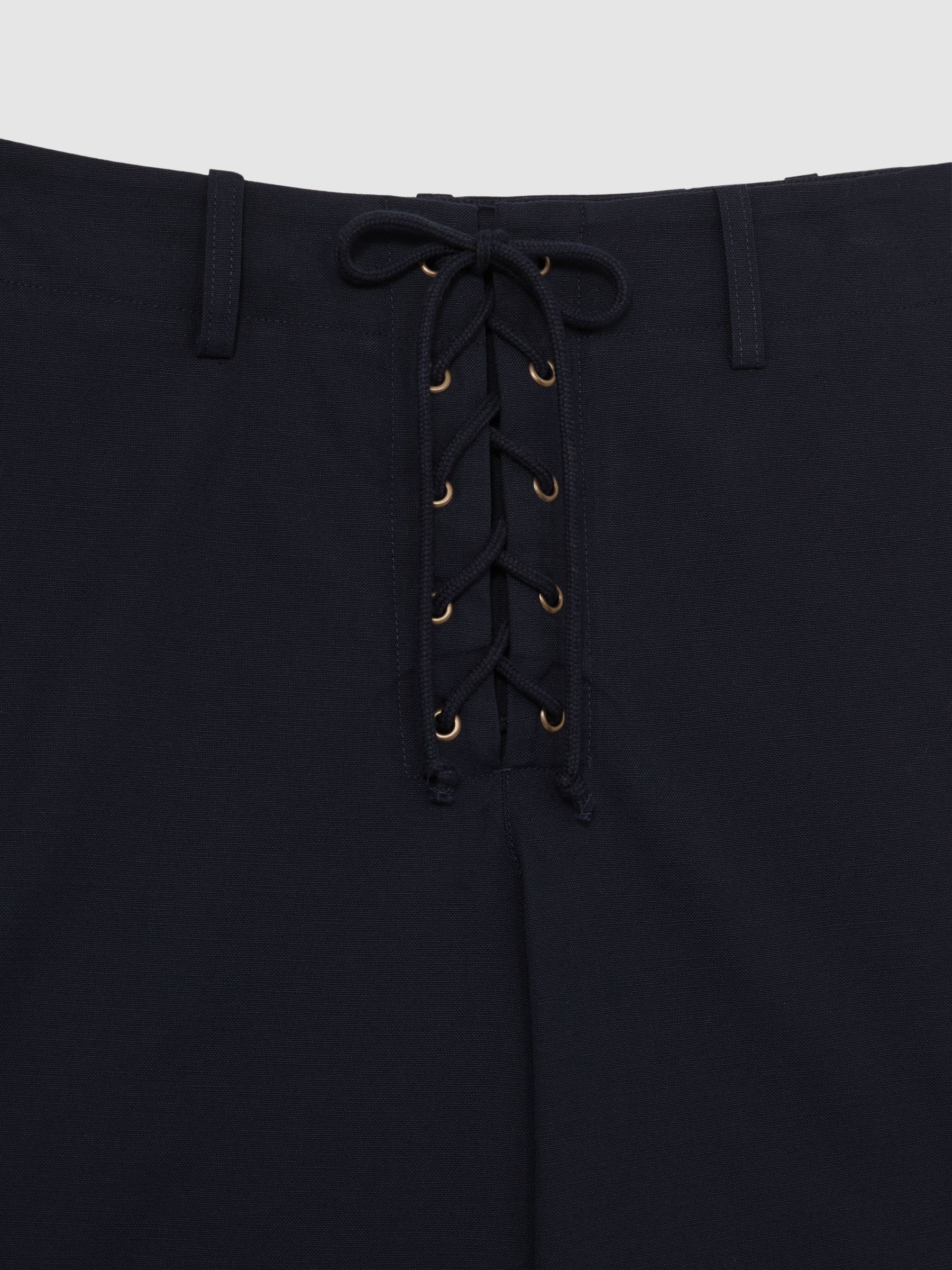 Lace-up Tapered Trousers in Navy
