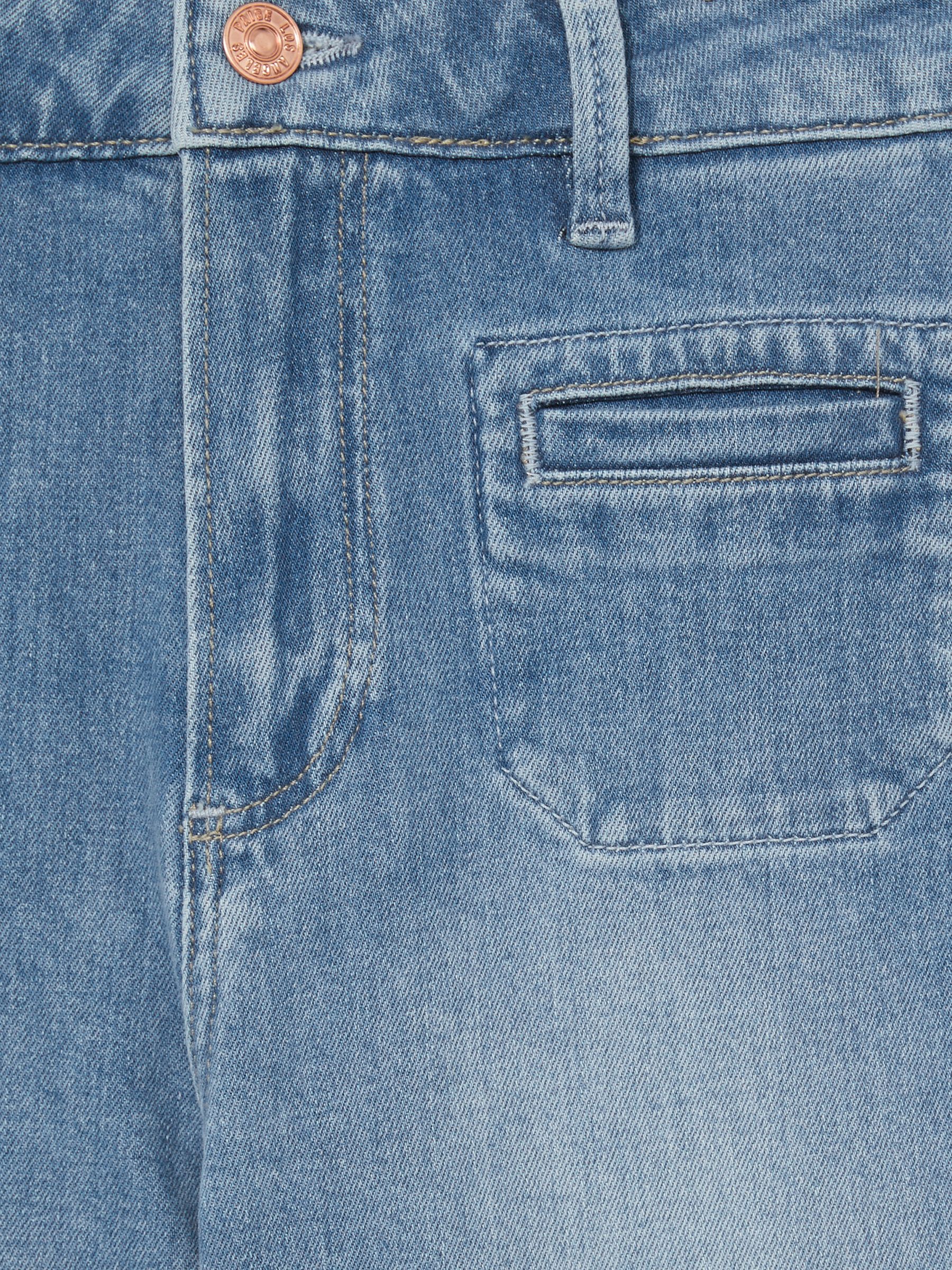 Paige Wide-Leg Patch-Pocket Jeans in Adley Blue