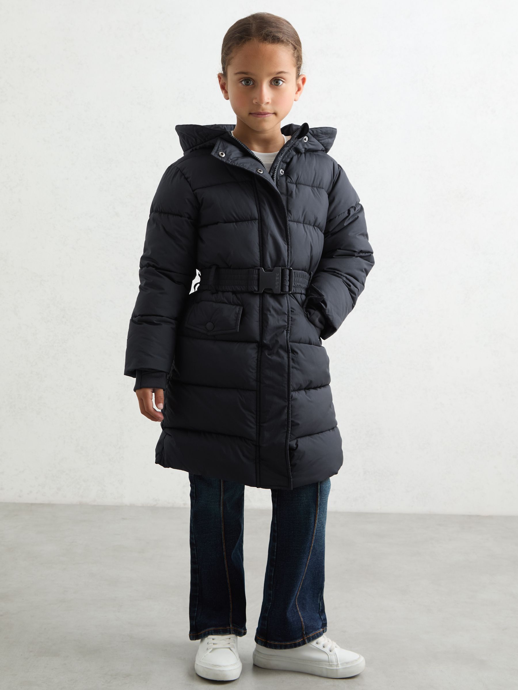 3-9 yrs Longline Hooded Puffer Coat in Navy