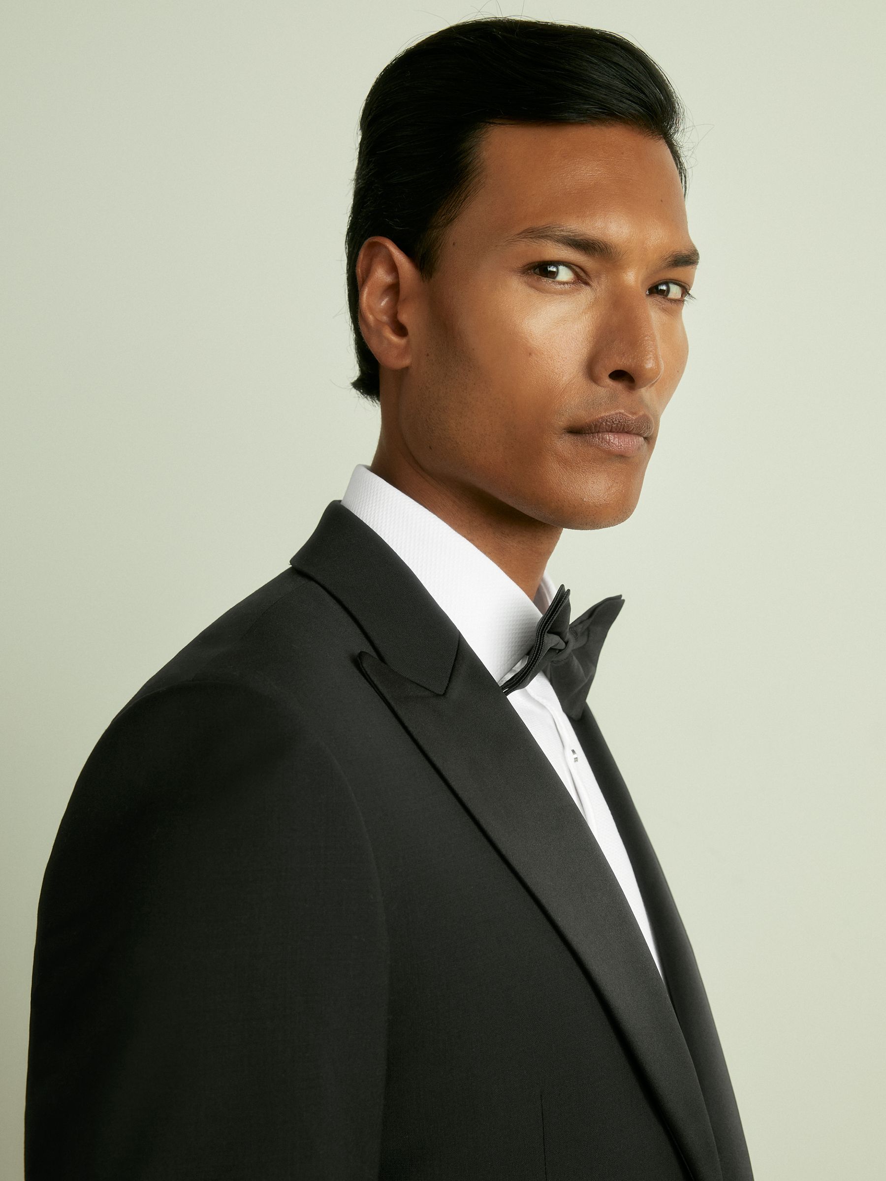 Regular Fit Single Breasted Tuxedo Jacket in Black