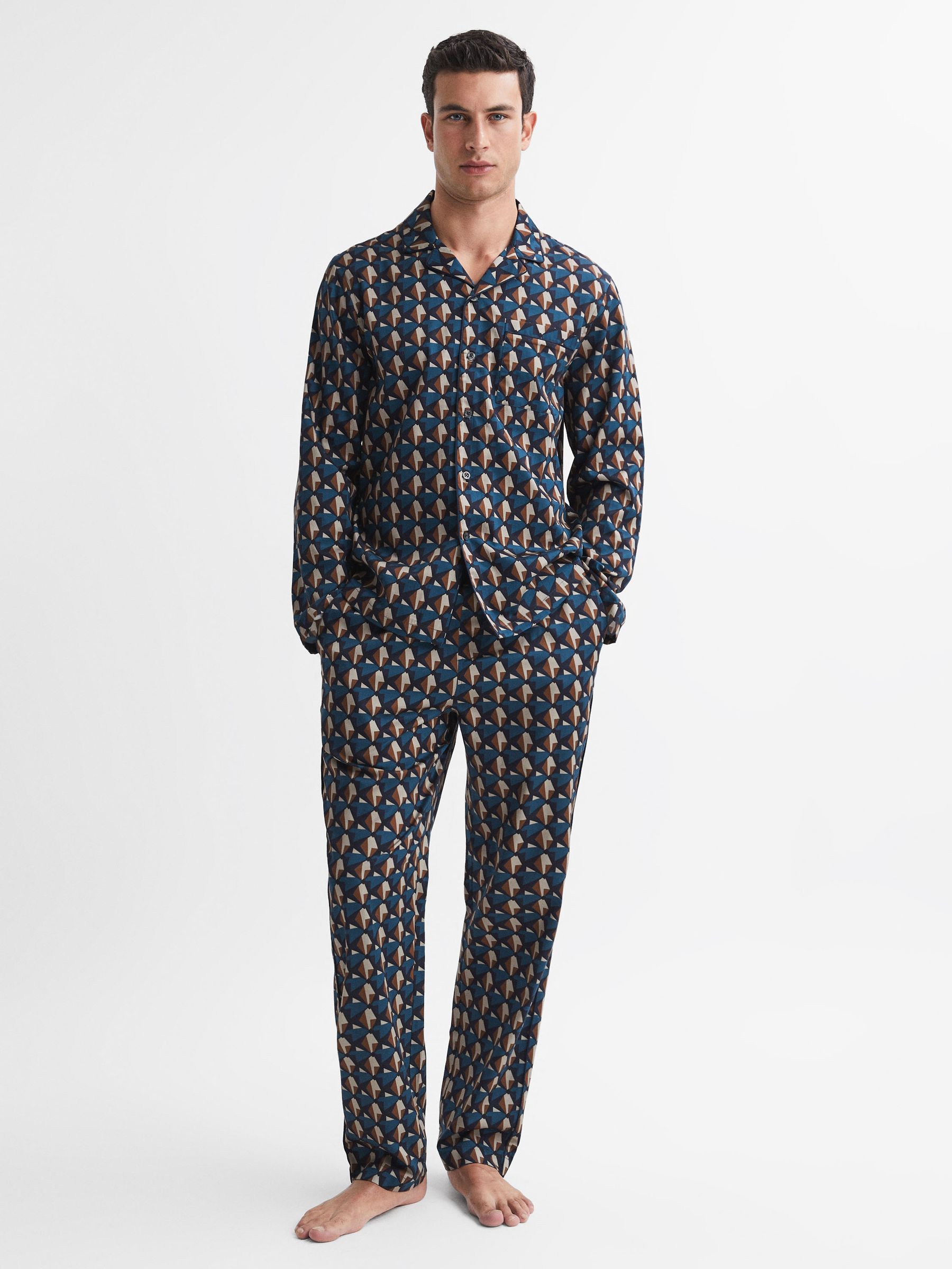 Cotton Printed Cuban Collar Pyjama Top in Multi