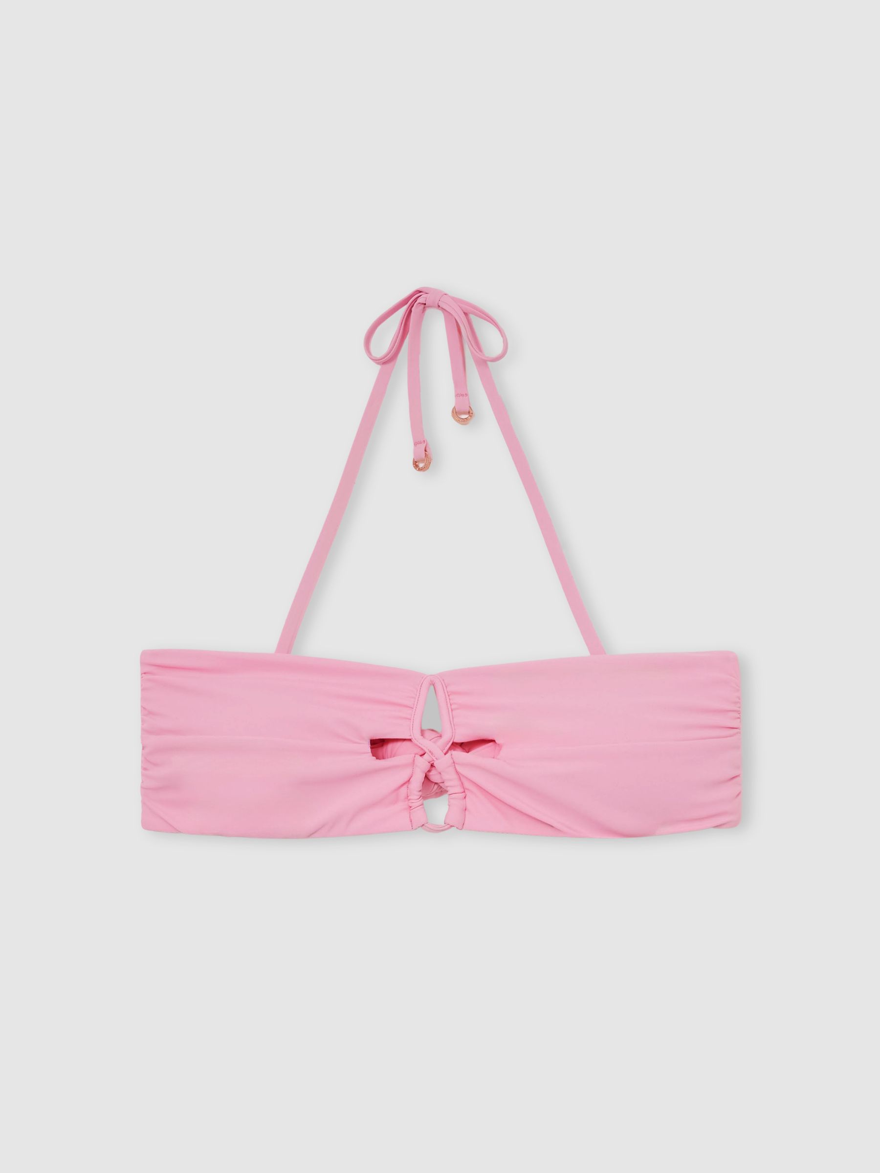 Cut-Out V-Wire Bandeau Bikini Top in Pink