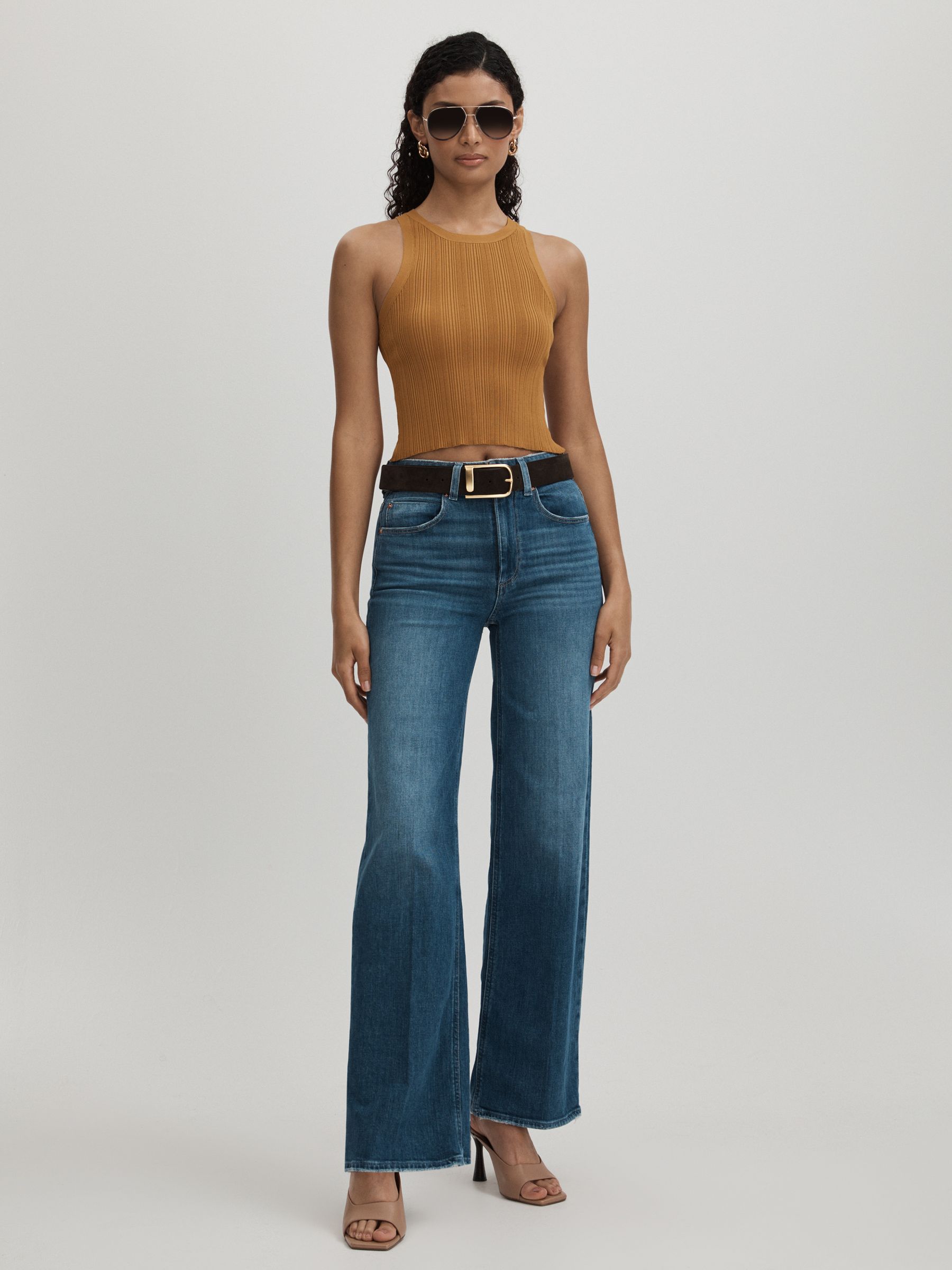 Good American Ribbed Vest in Tan