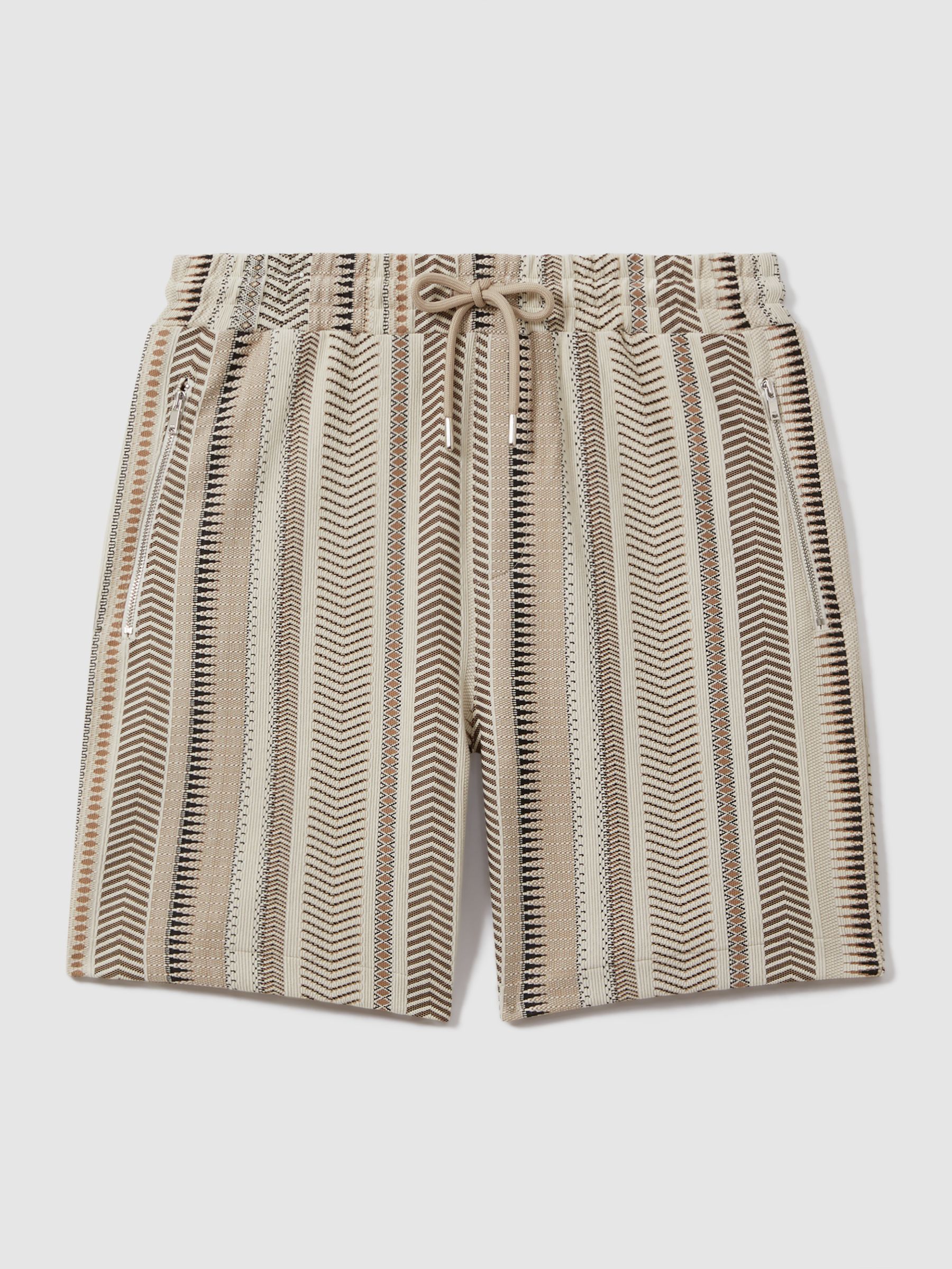 Jacquard Drawstring Shorts in Ecru Multi