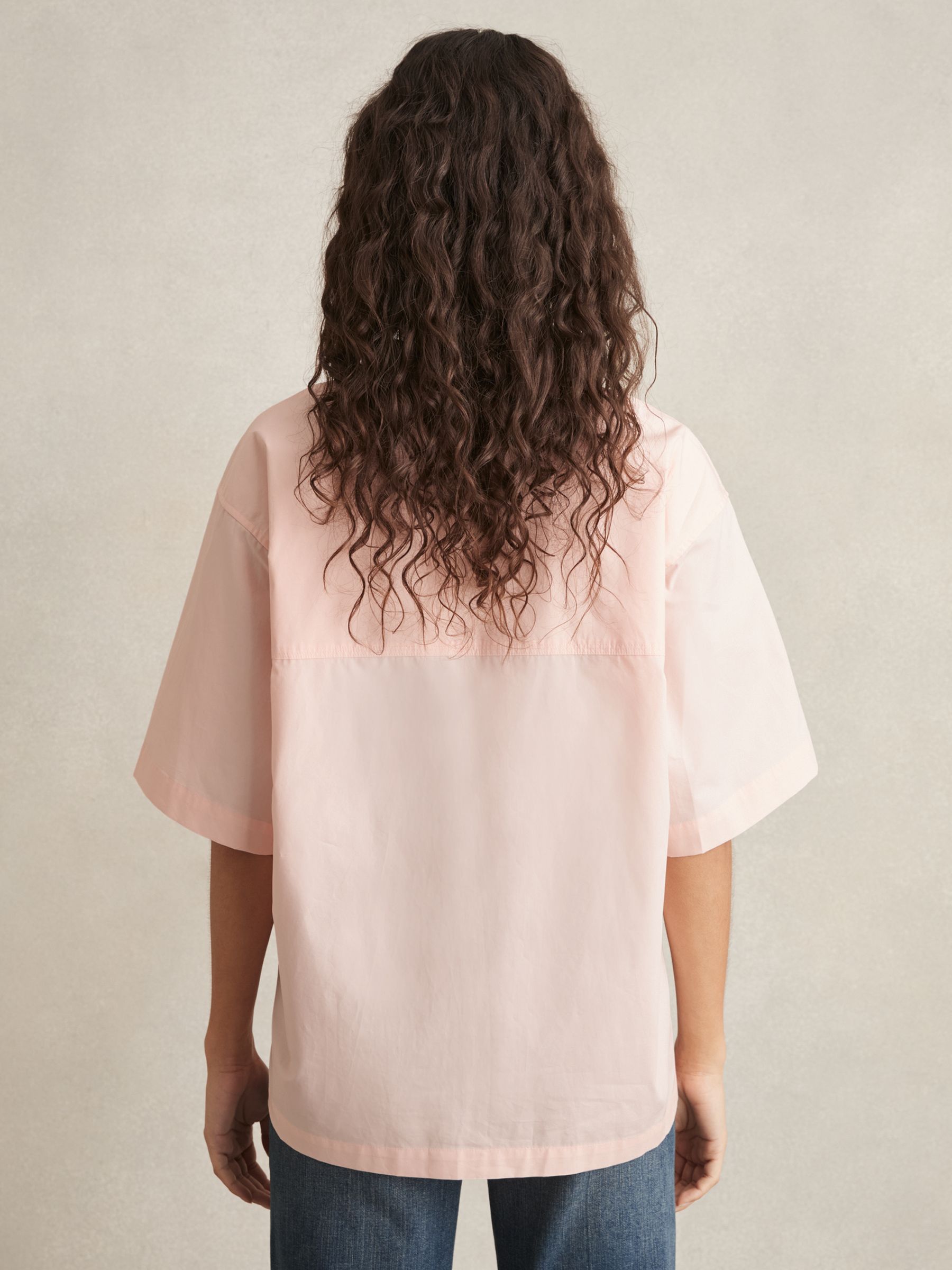 Cotton Short-Sleeve Shirt in Coral