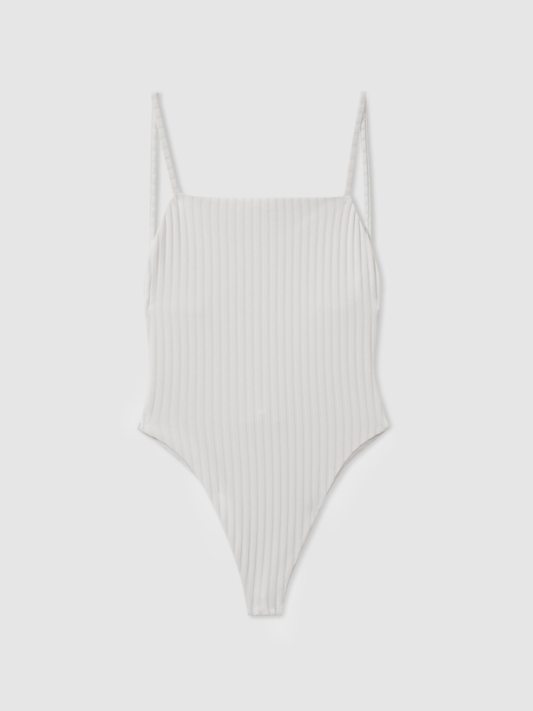 Calvin Klein White Underwear Ribbed Low-Back Swimsuit