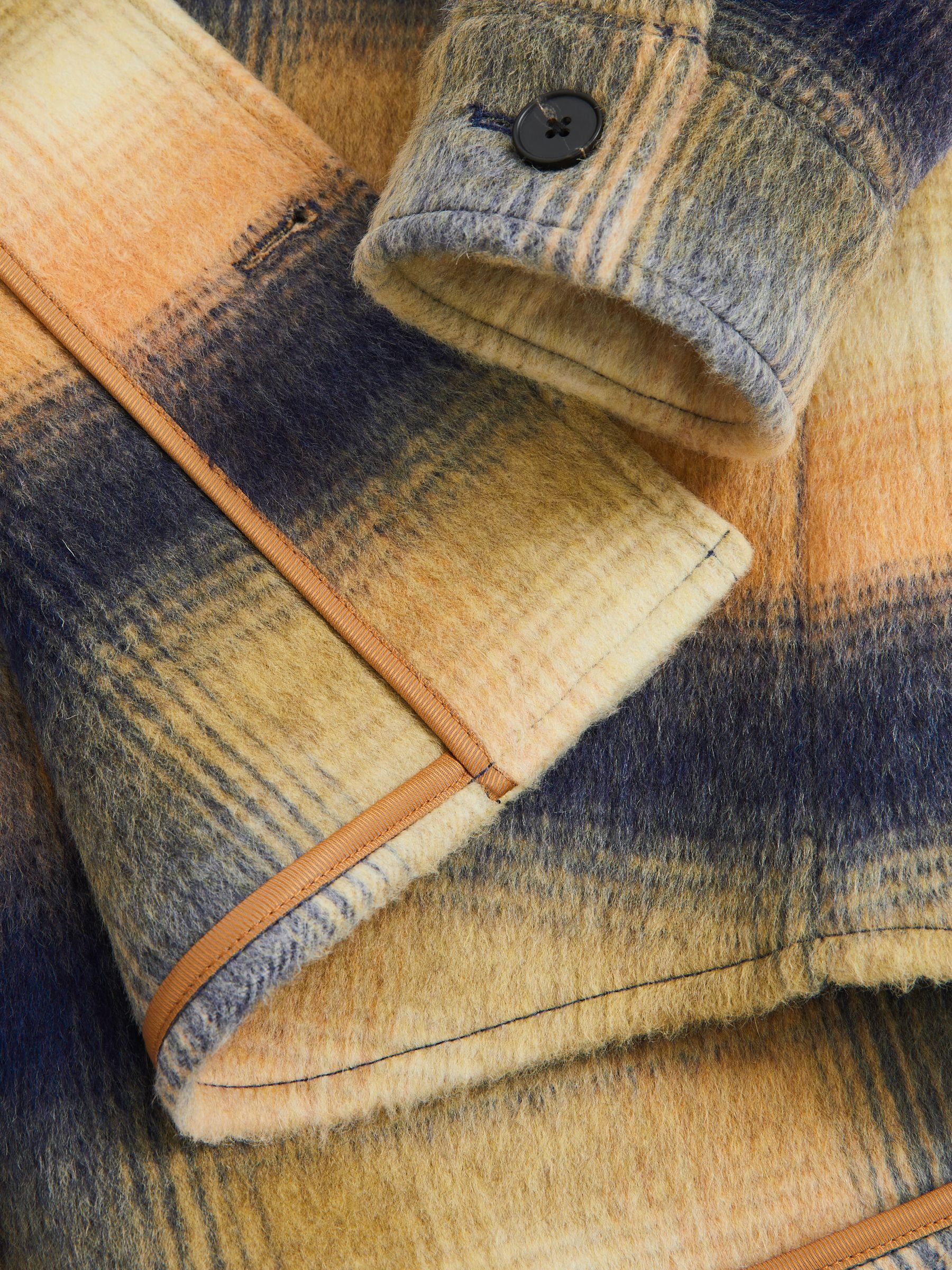 Brushed Wool-Blend Check Overshirt in Amber Orange