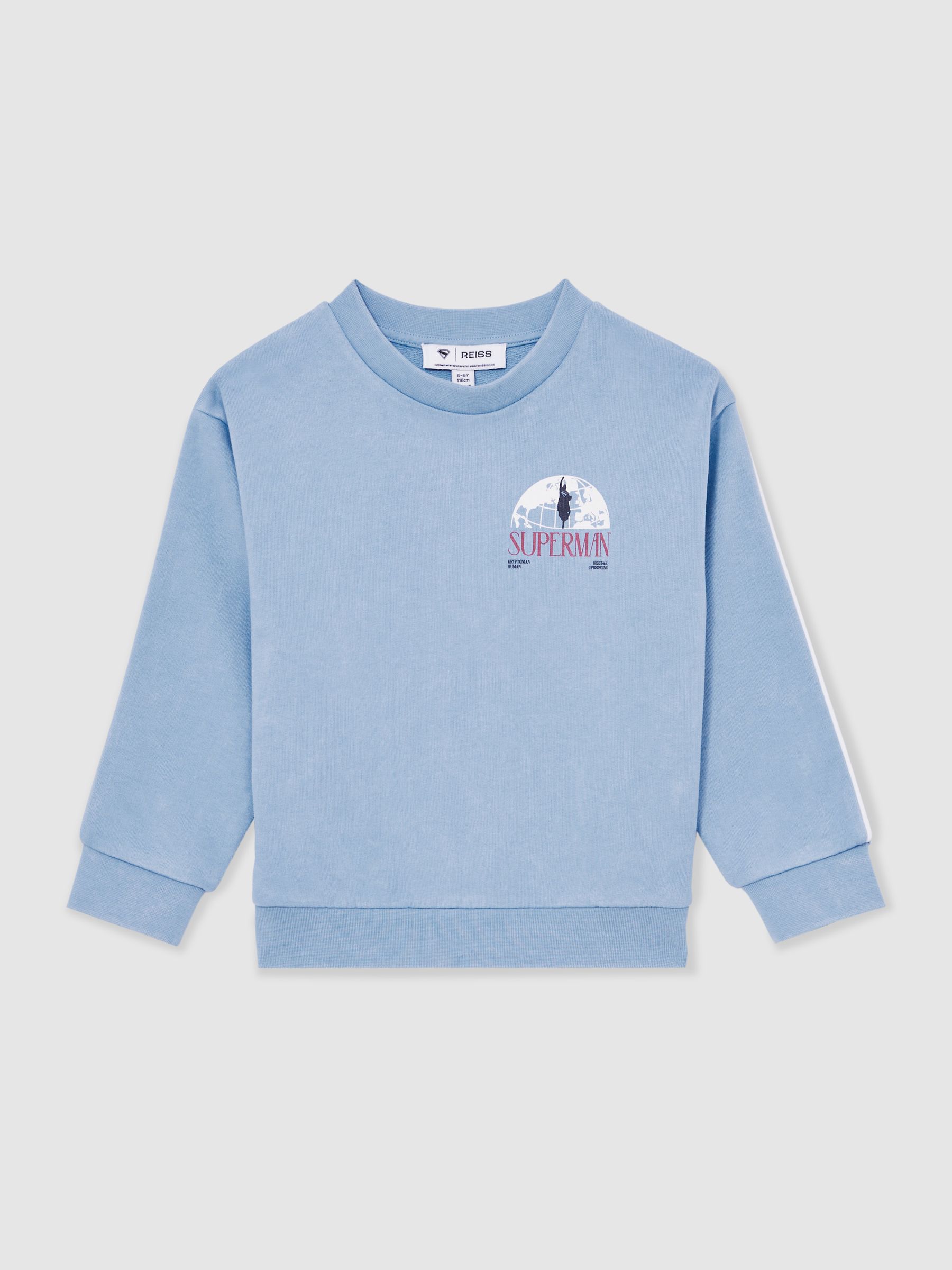 13-14 yrs Superman | Reiss Logo Print Sweatshirt in Light Blue