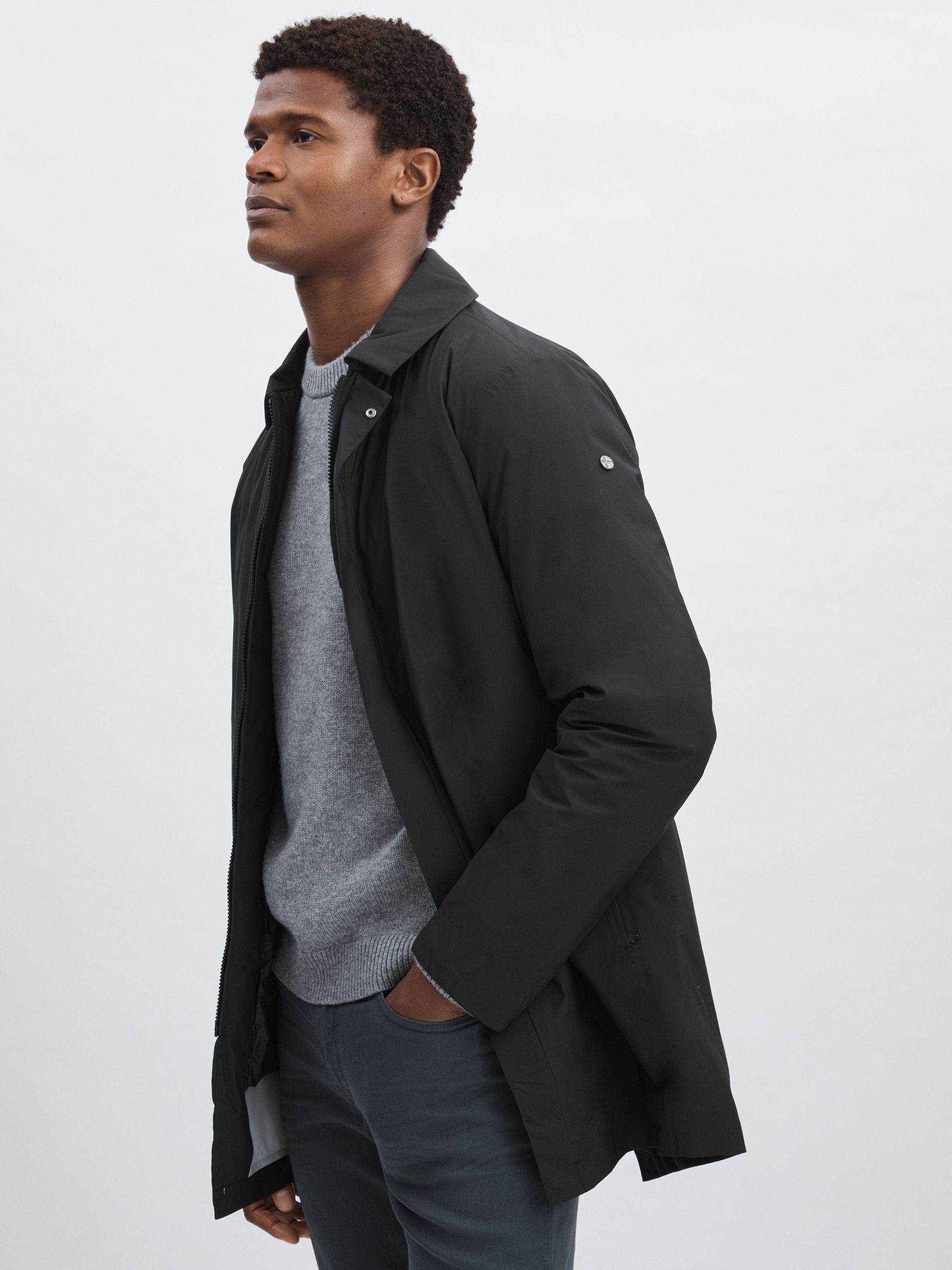 Scandinavian Edition Down Padded Car Black Coat in Black