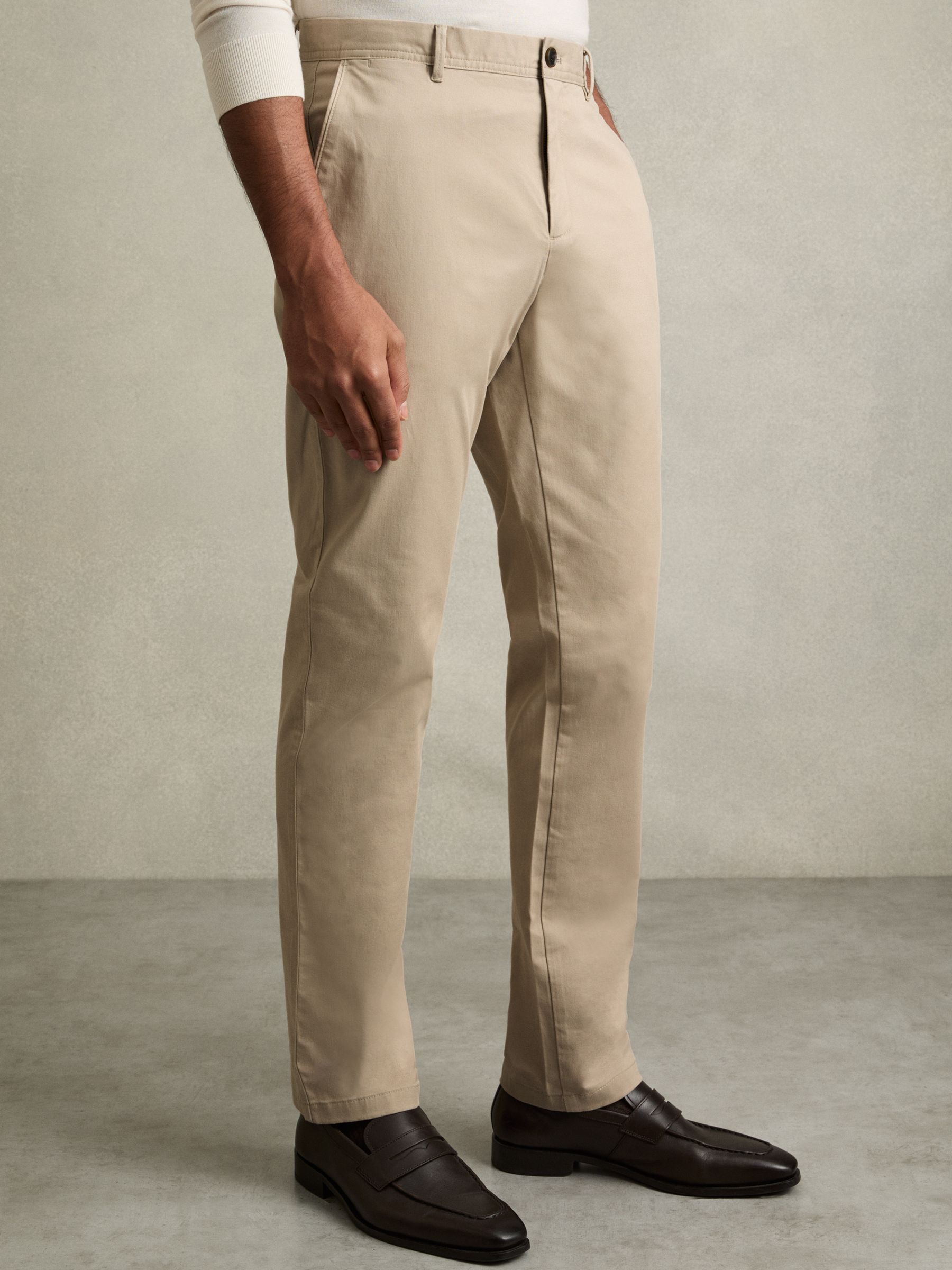 Washed Cotton Slim Fit Chino in Stone