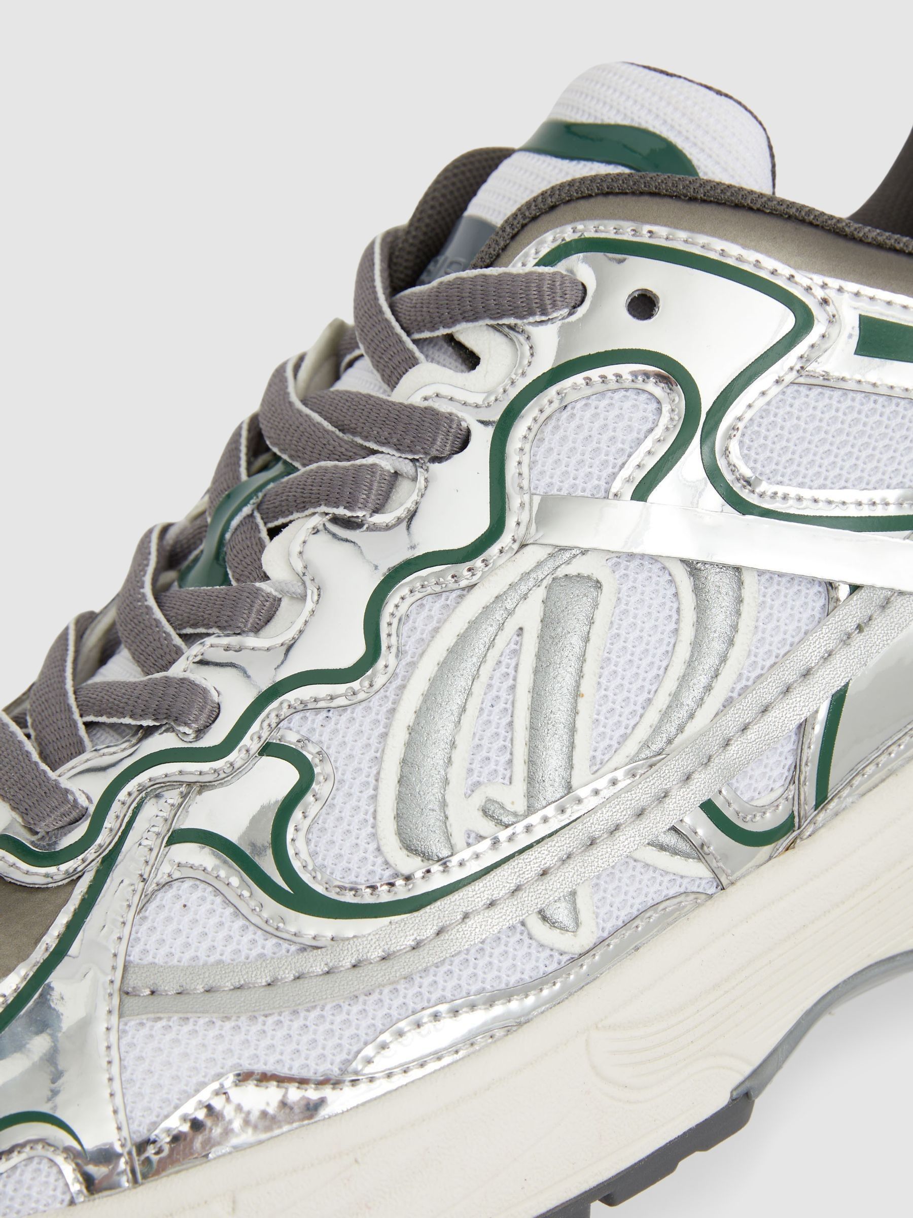 Nubuck and Mesh Trainers in Silver/Green