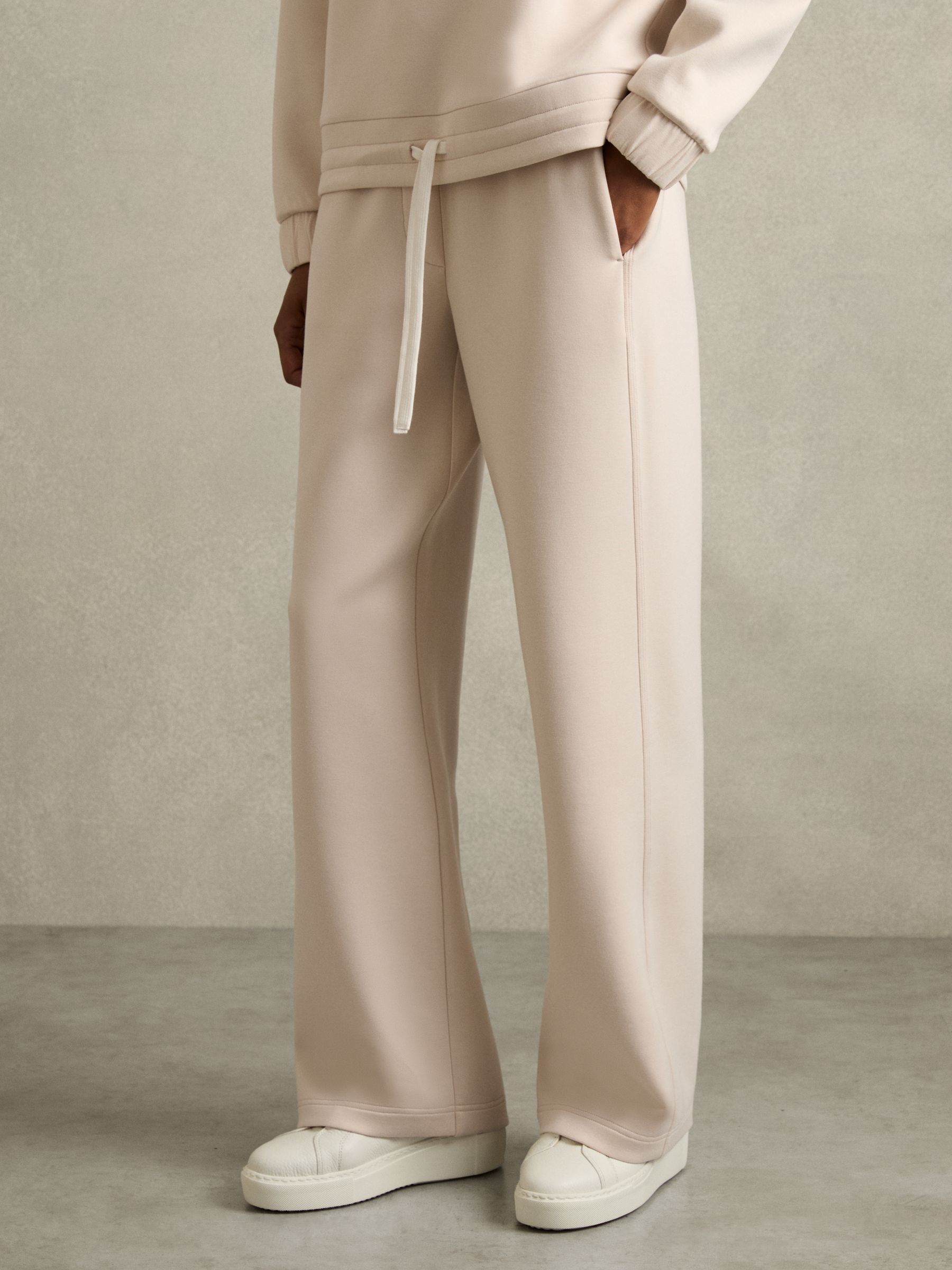 Interlock Wide-Leg Drawstring Joggers in Stone