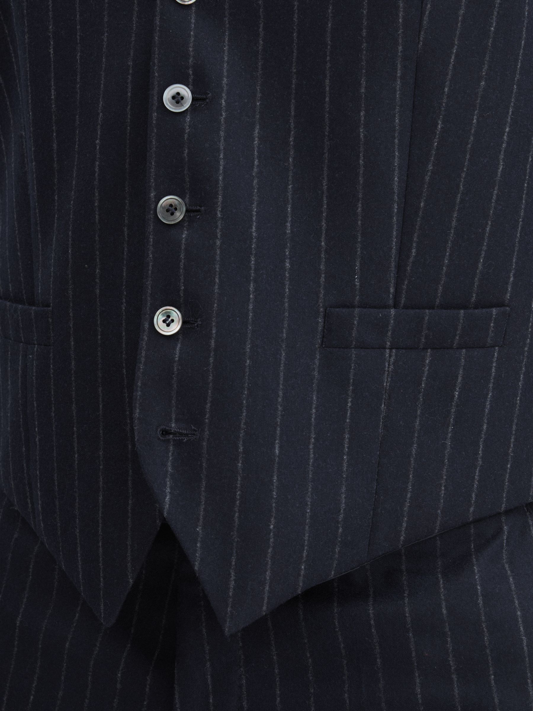Oscar Jacobson 100% Wool Pinstripe Waistcoat in Navy