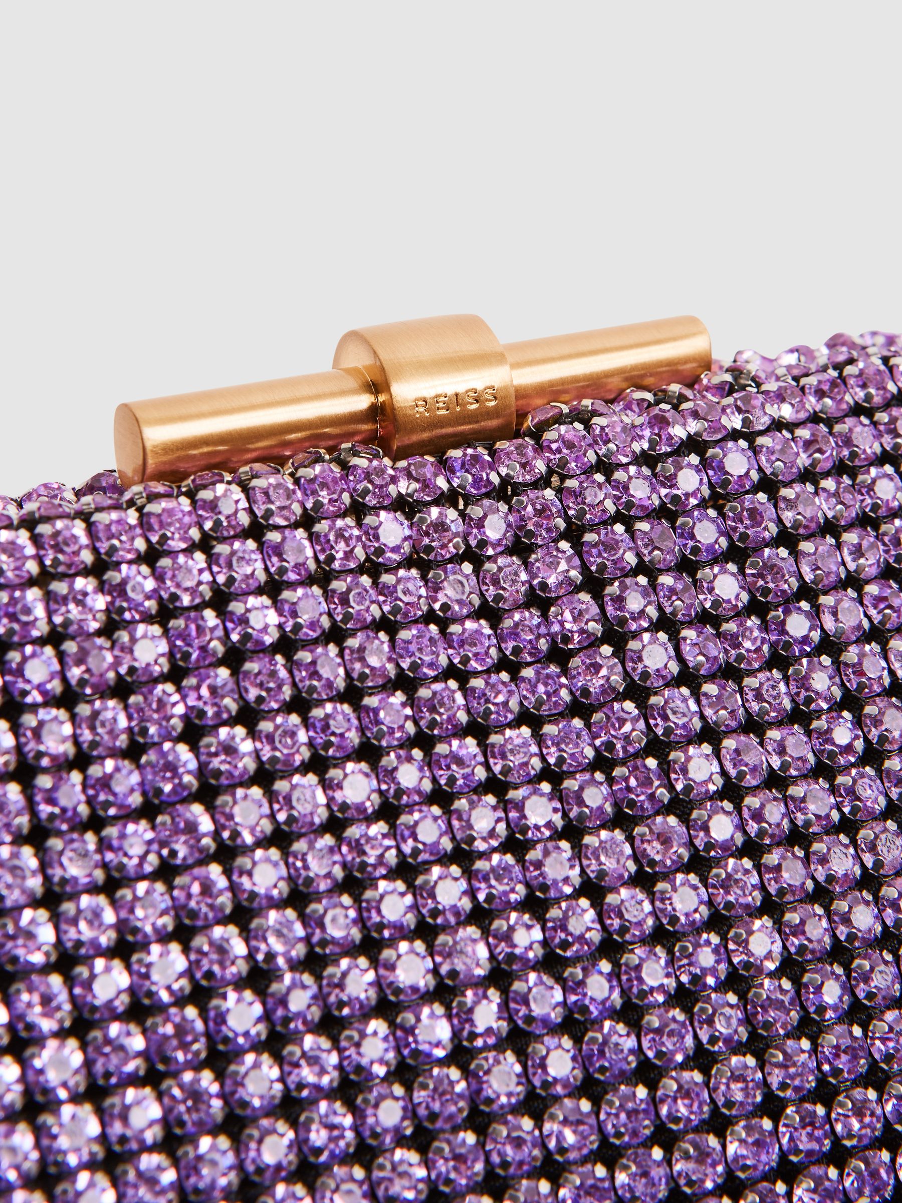 Embellished Clutch Bag in Mid Purple