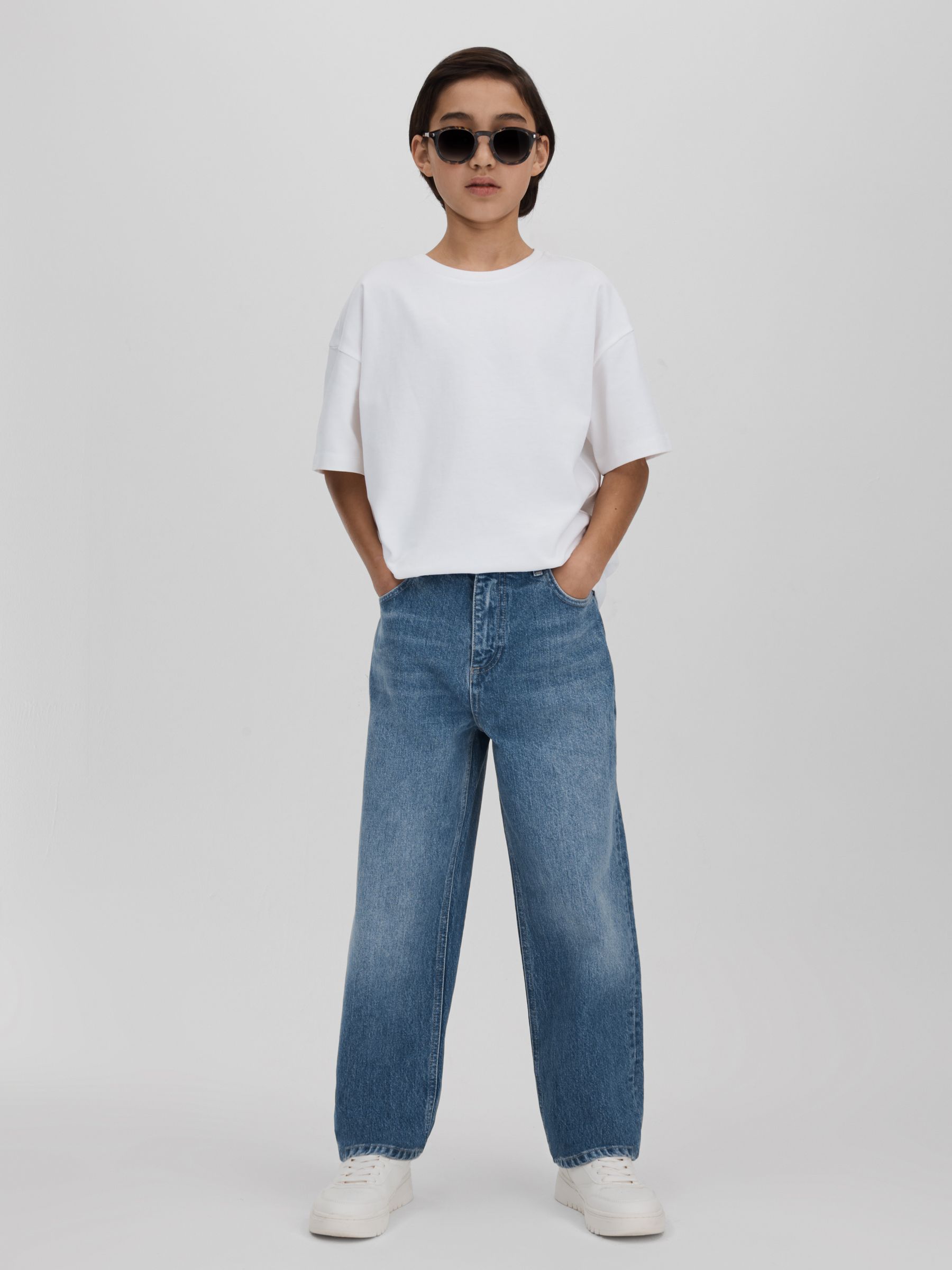 3-9 yrs Loose Fit Adjuster Jeans in Mid Blue