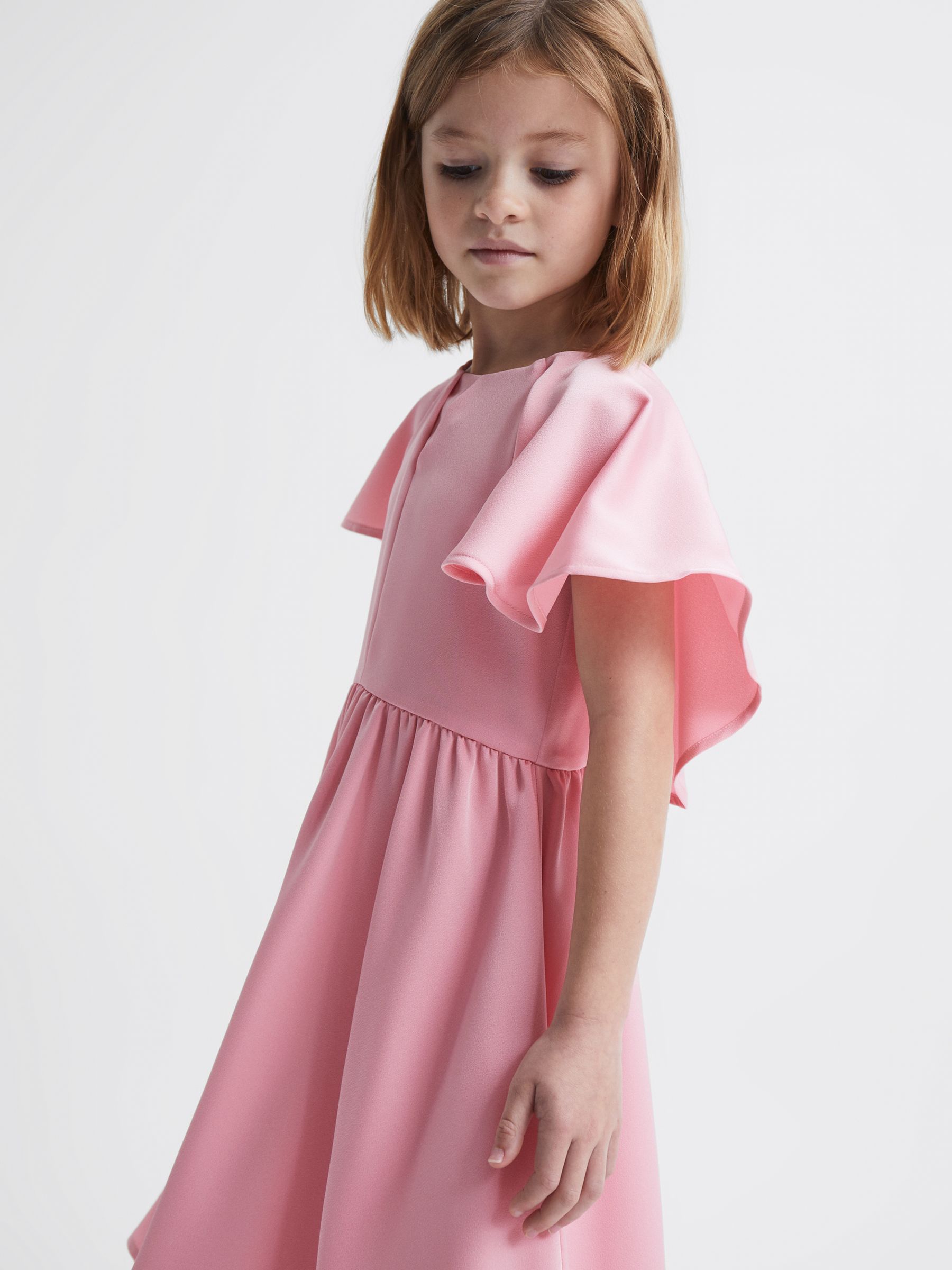 Satin Midi Dress in Pink