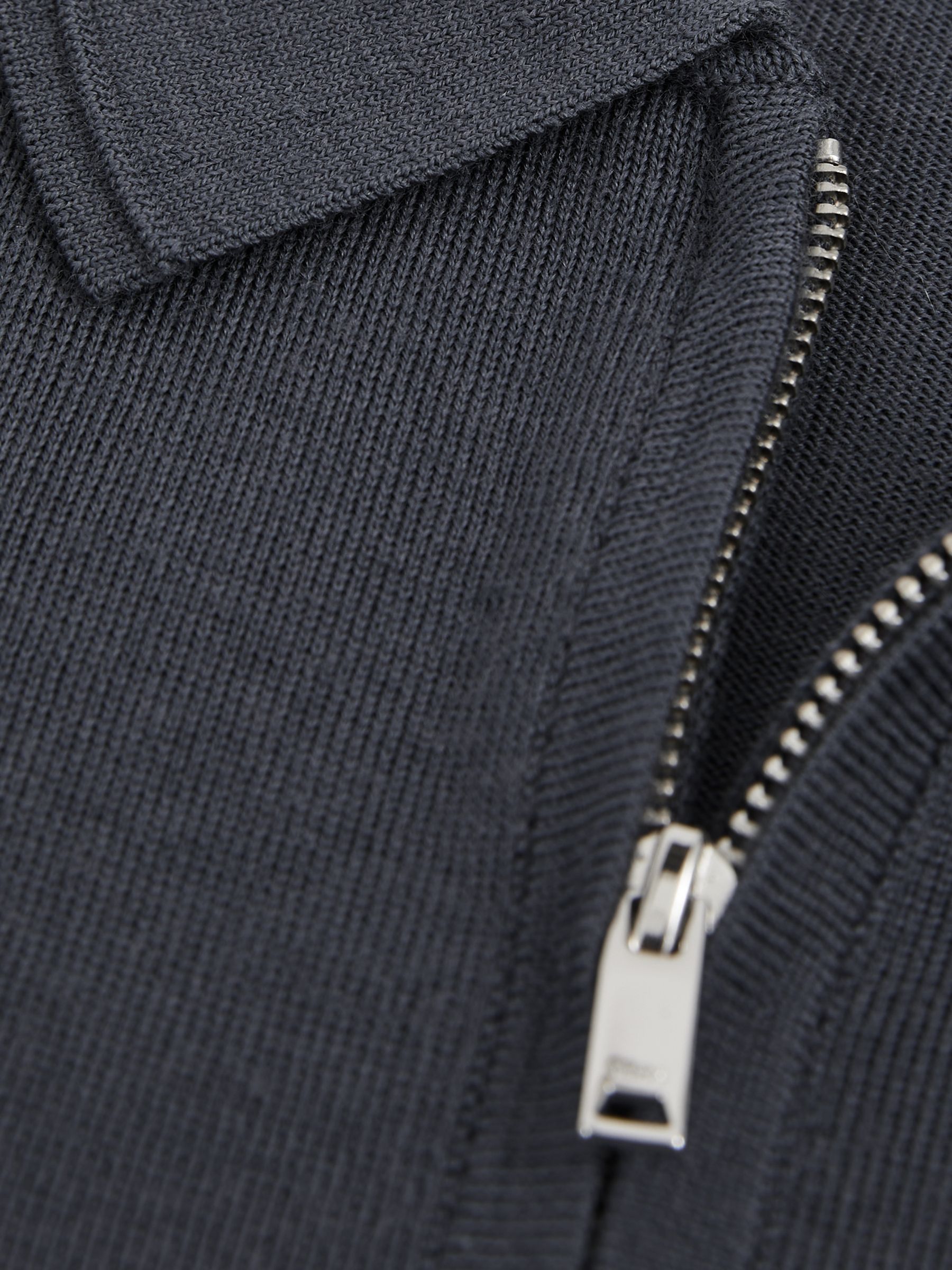 Merino Wool Half-Zip Polo Shirt in Blackened Blue