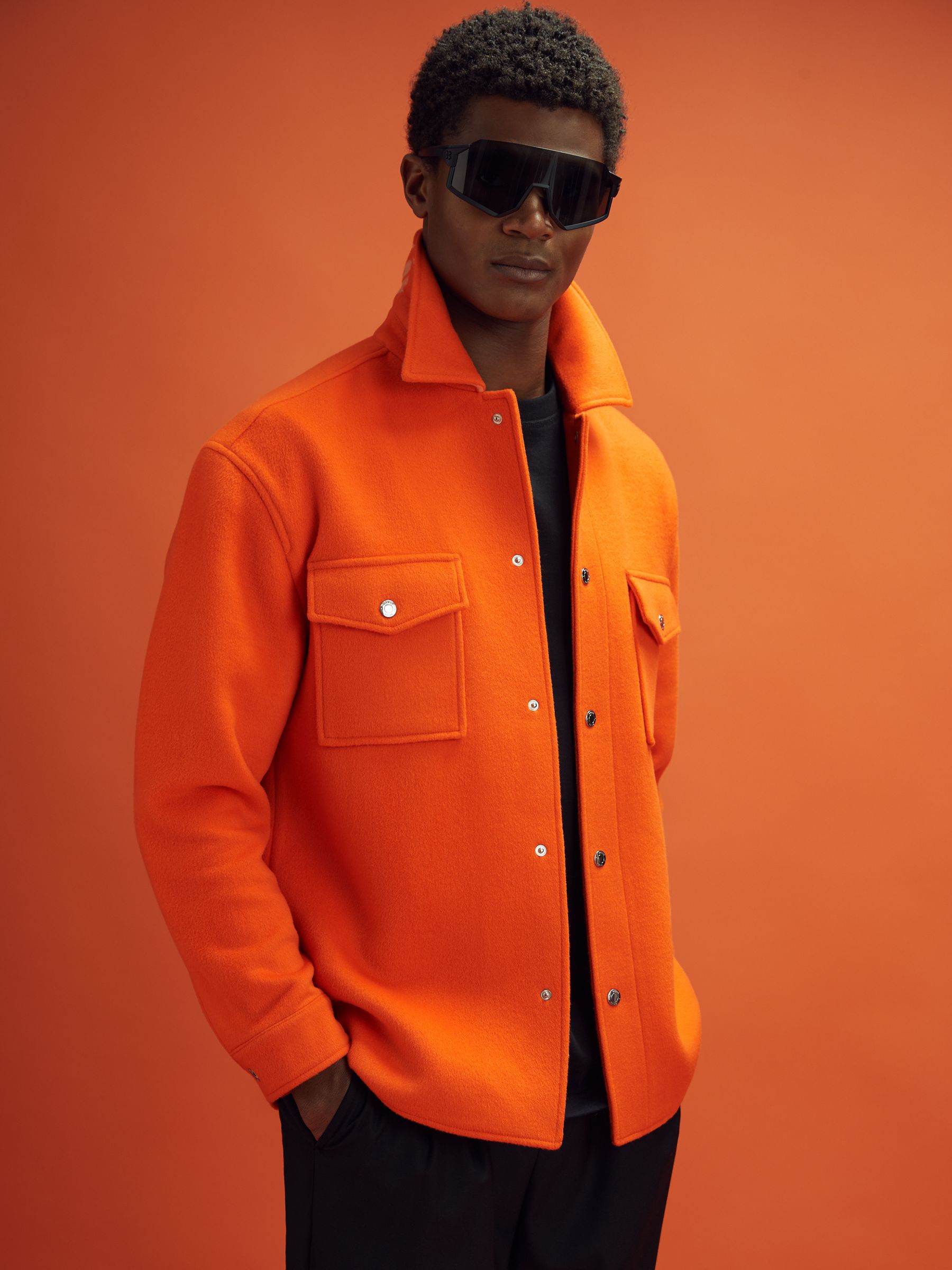 McLaren F1 Wool Blend Twin Pocket Overshirt in Papaya