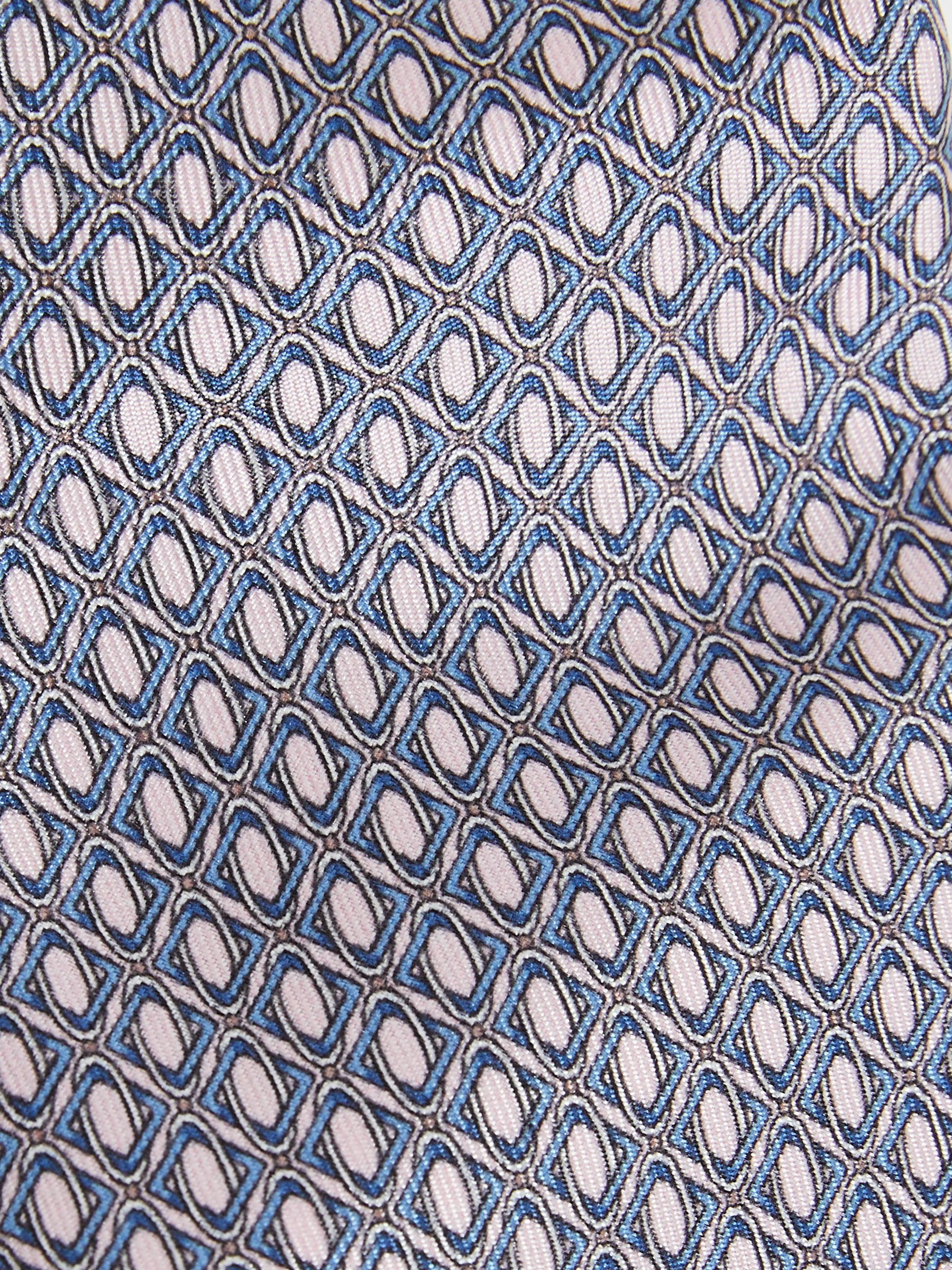 Silk Geometric-Print Tie in Soft Pink