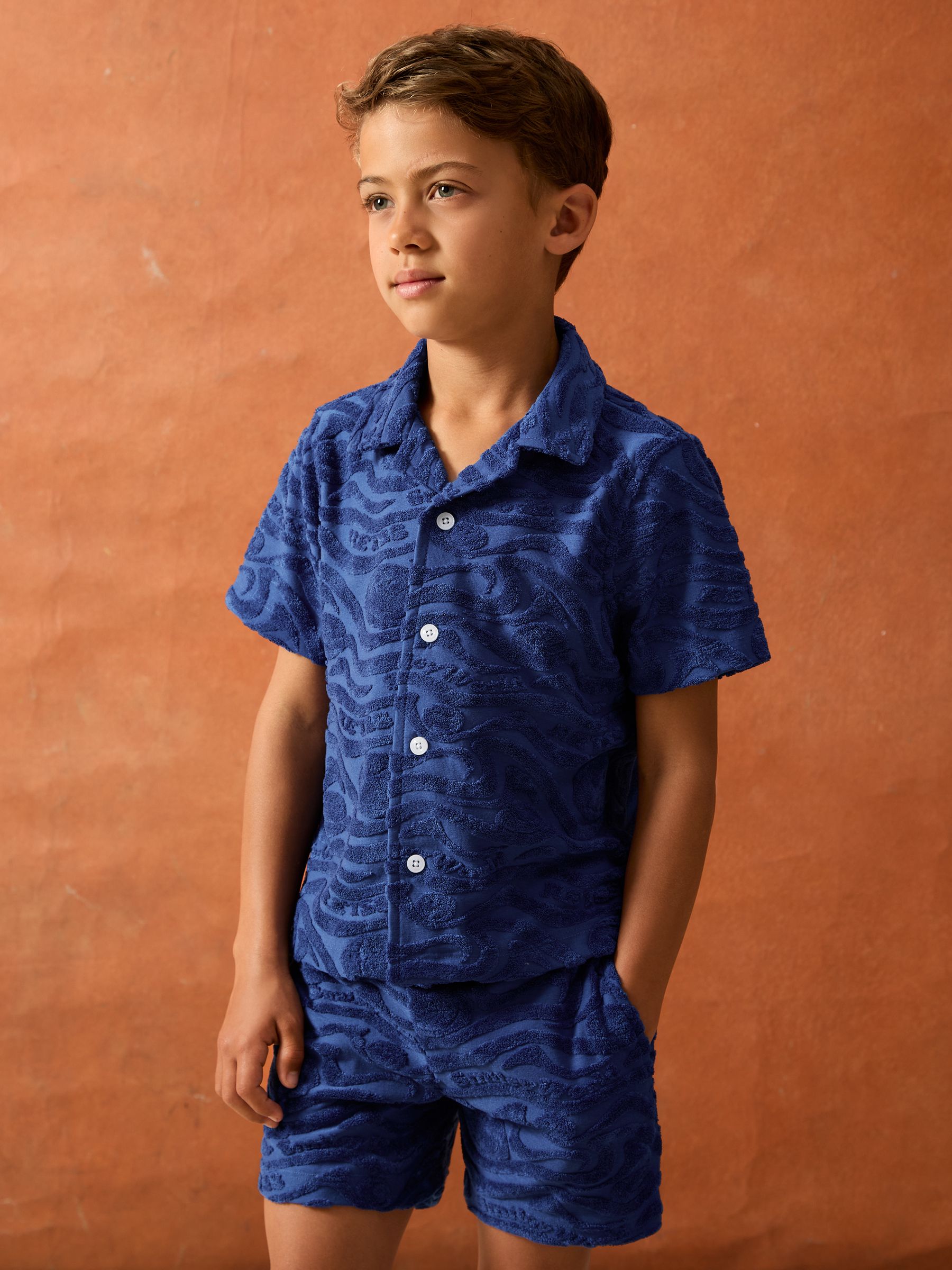 9-13 yrs SmileyWorld | Reiss Wave Texture Shirt in Bright Blue