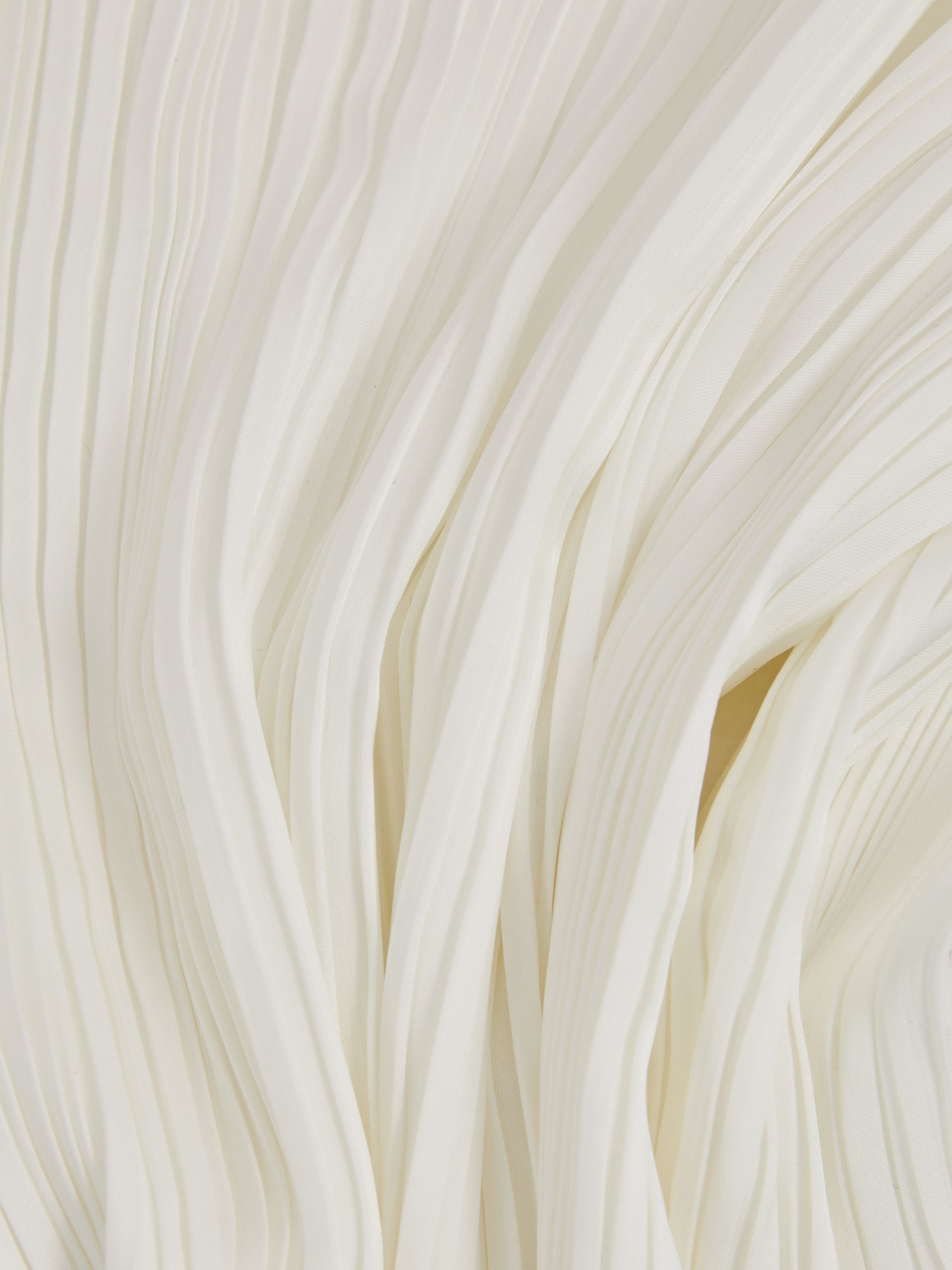 High Neck Plisse Top in Ivory